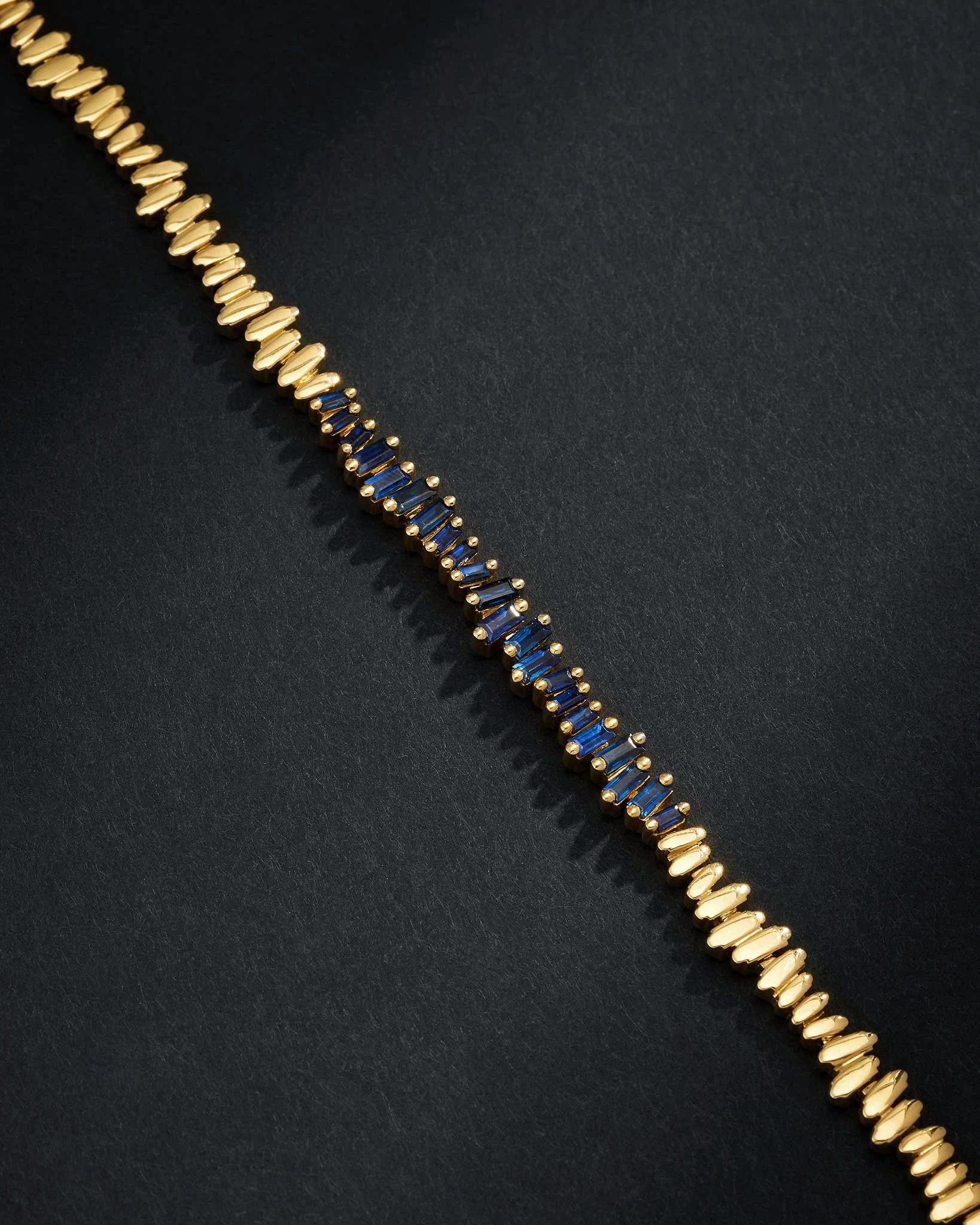 Suzanne Kalan Men's Golden Dark Blue Sapphire ID Bracelet in 18k yellow gold