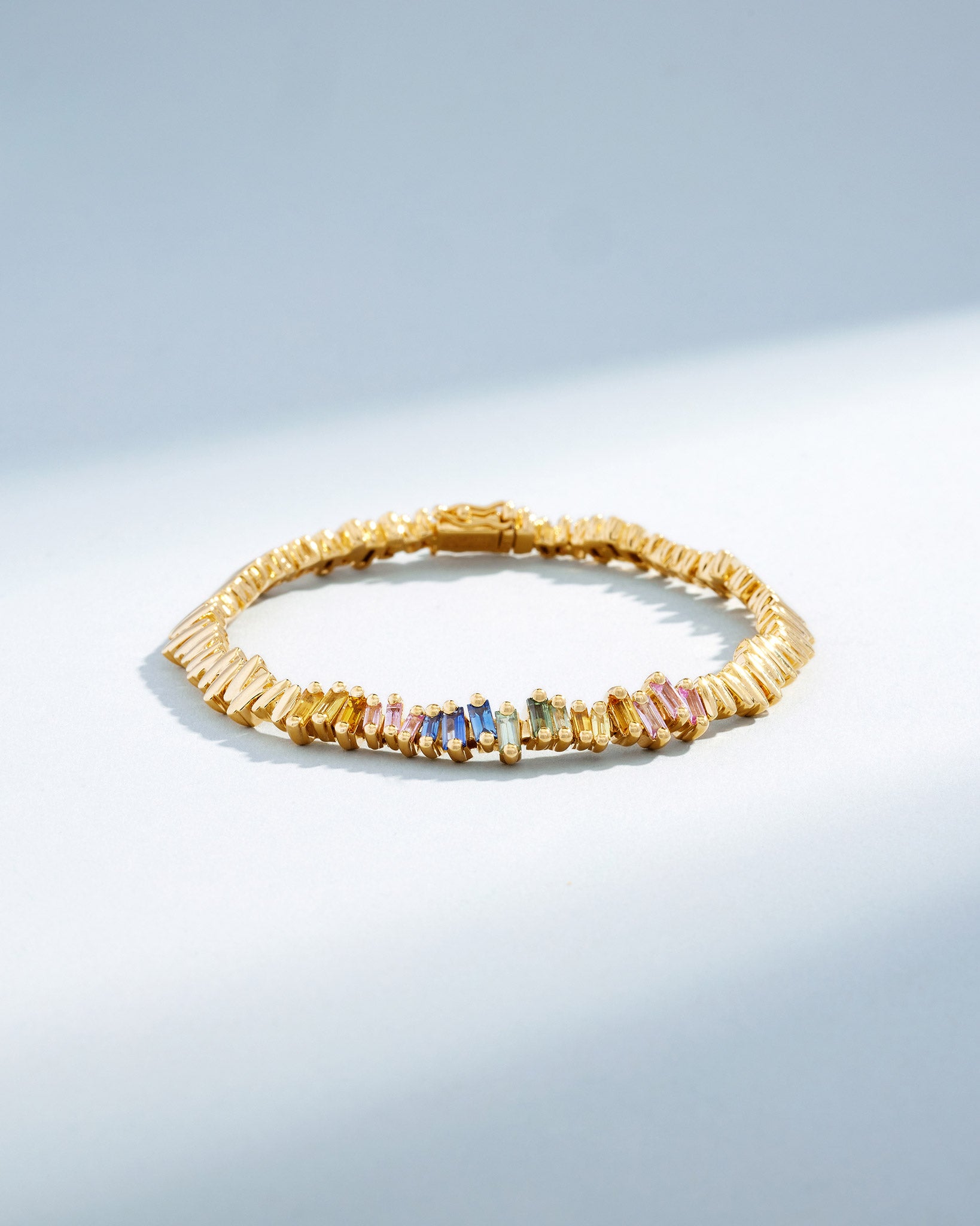 Suzanne Kalan Golden Pastel Sapphire ID Bracelet in 18k yellow gold