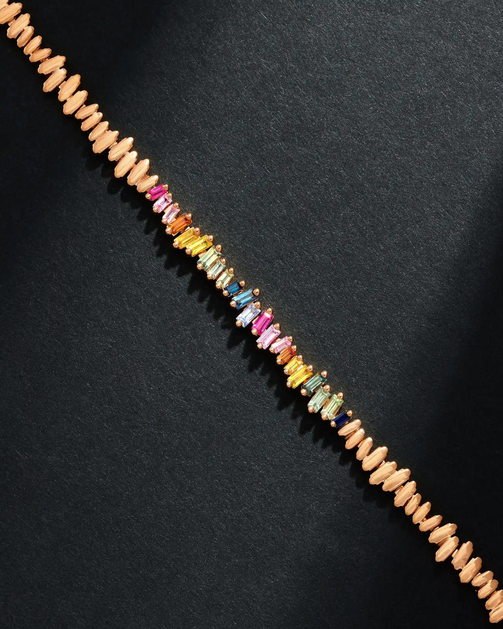 Suzanne Kalan Men's Golden Rainbow Sapphire ID Bracelet in 18k rose gold
