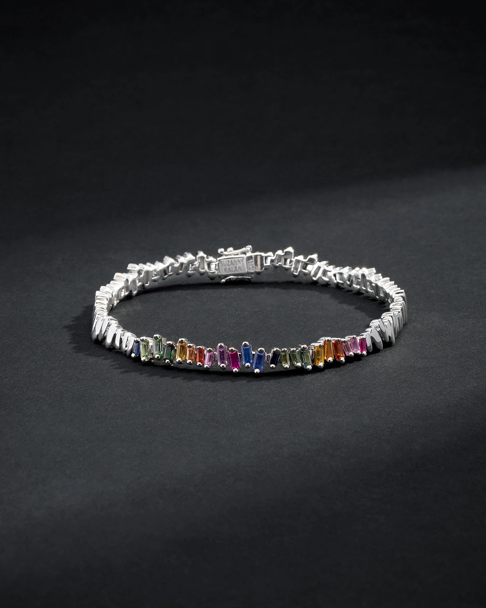 Suzanne Kalan Men's Golden Rainbow Sapphire ID Bracelet in 18k white gold