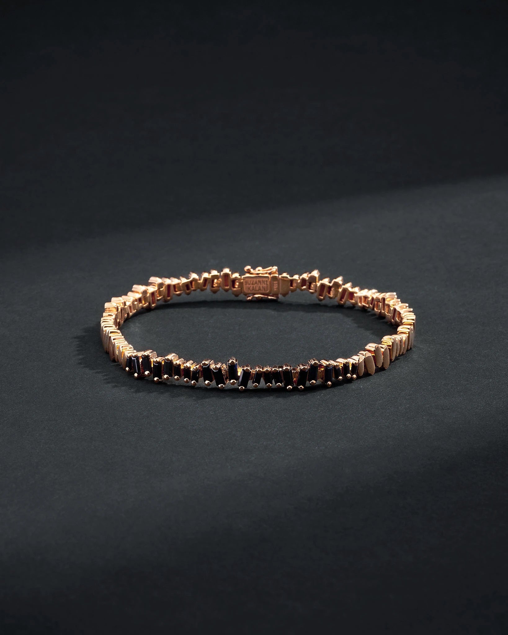 Suzanne Kalan Men's Golden Black Sapphire ID Bracelet in 18k rose gold