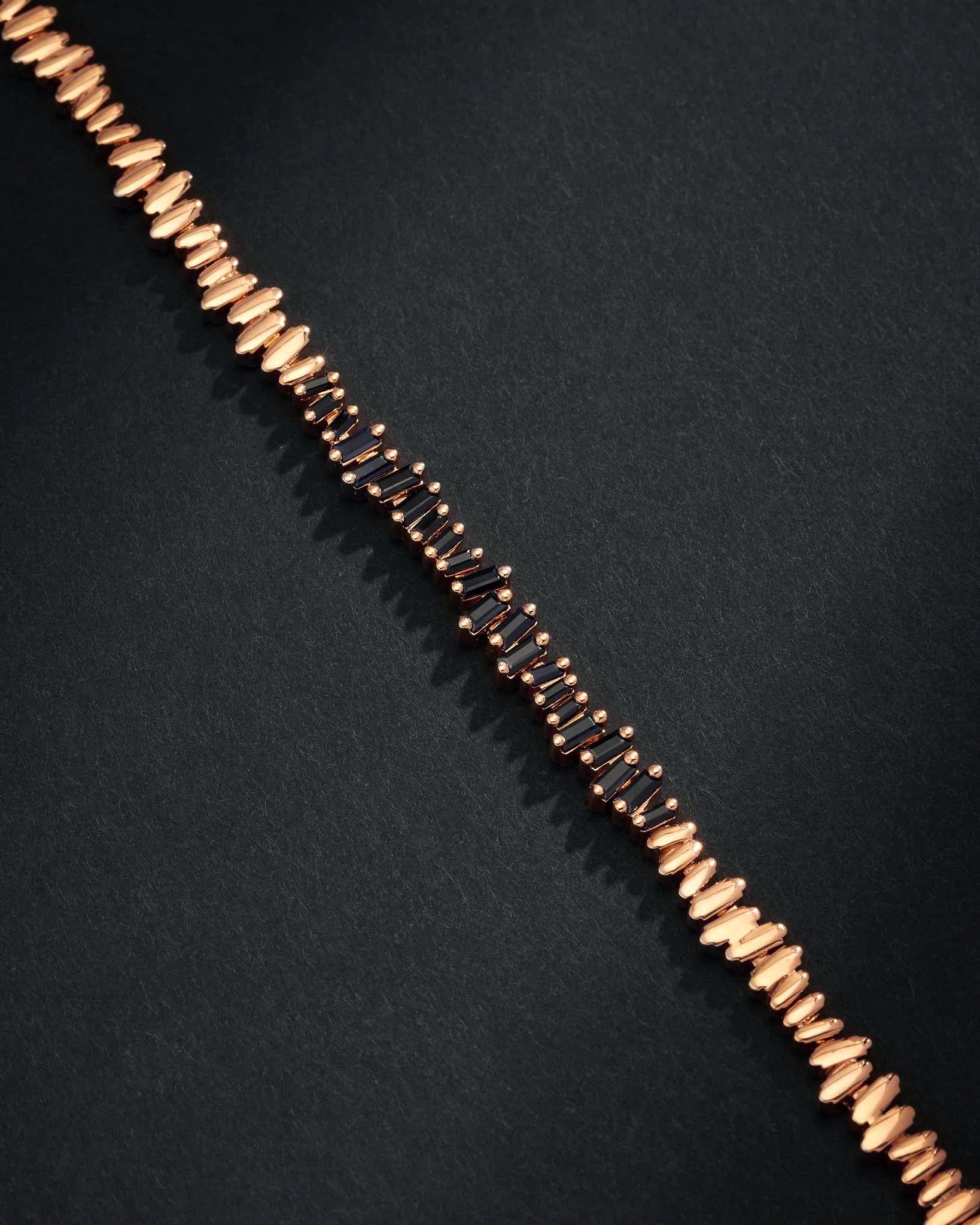 Suzanne Kalan Men's Golden Black Sapphire ID Bracelet in 18k rose gold