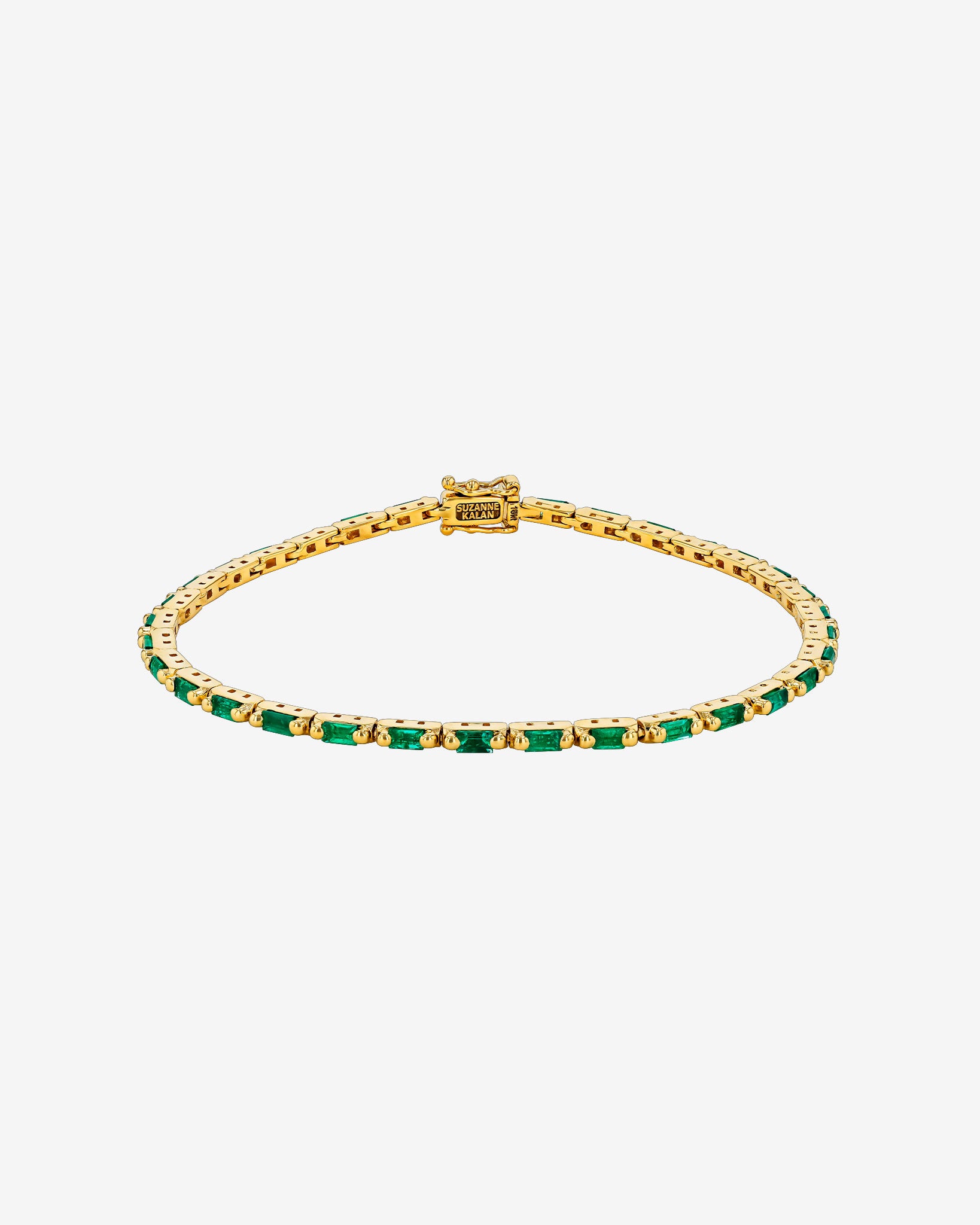 Suzanne Kalan Linear Emerald Tennis Bracelet in 18k yellow gold