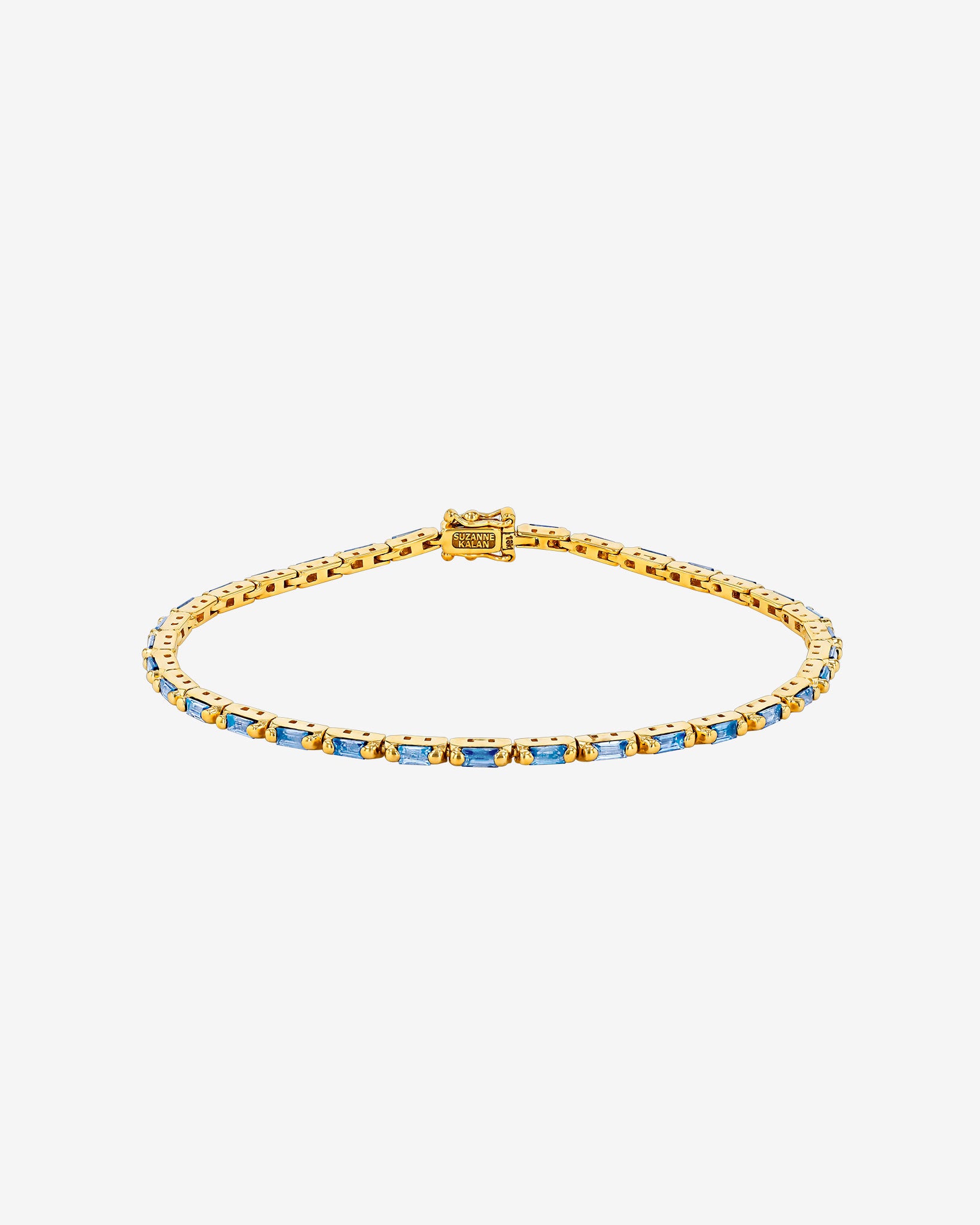 Suzanne Kalan Linear Light Blue Sapphire Tennis Bracelet in 18k yellow gold