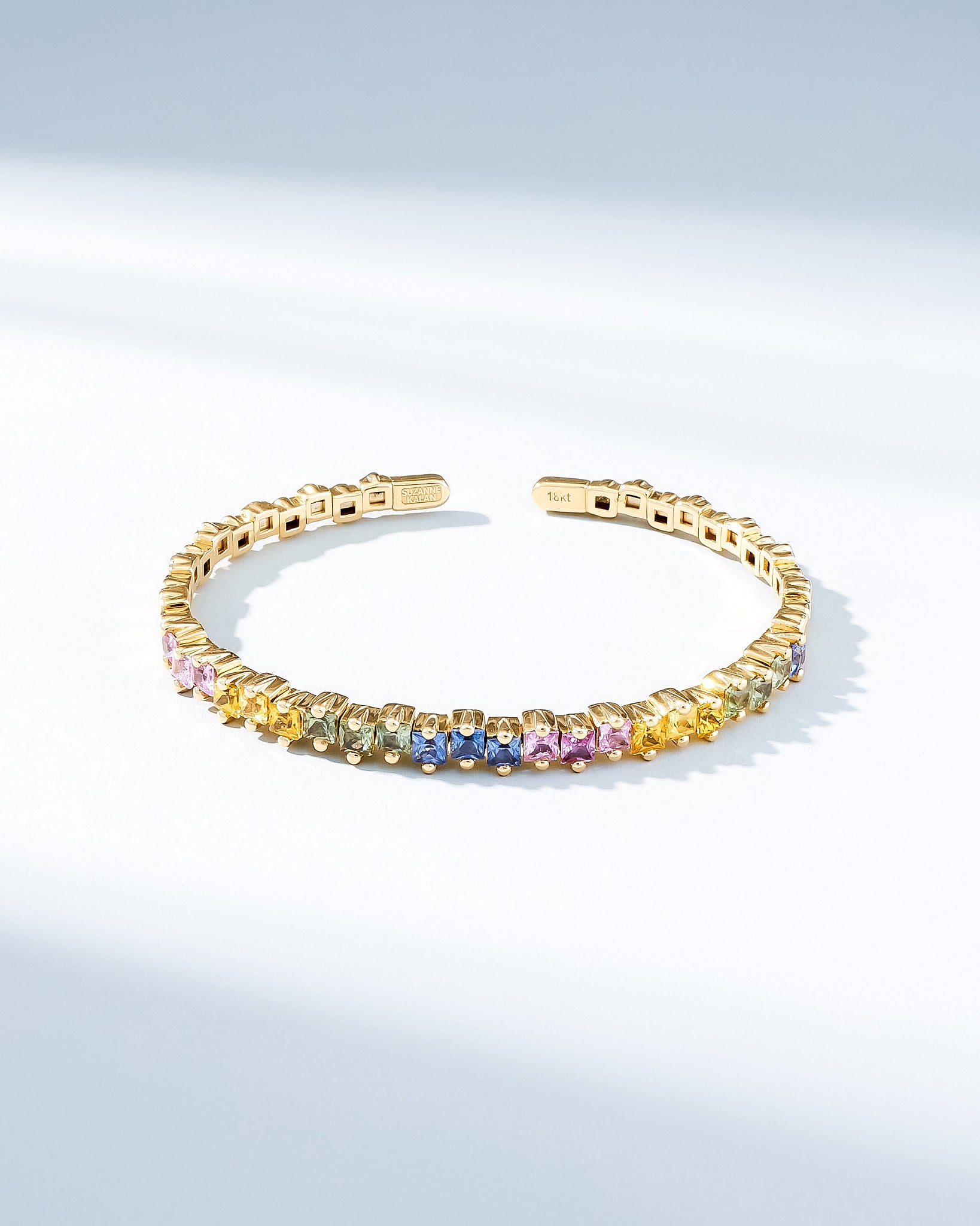 Suzanne Kalan Princess Staggered Pastel Sapphire Bangle in 18k yellow gold