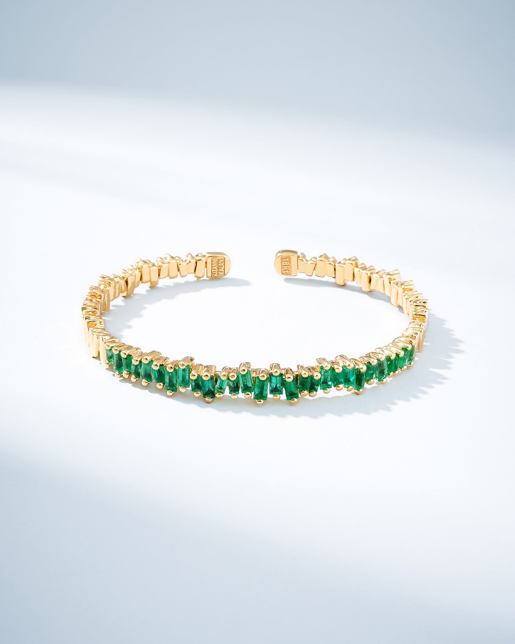 Suzanne Kalan Bold Reborn Emerald Bangle in 18k yellow gold