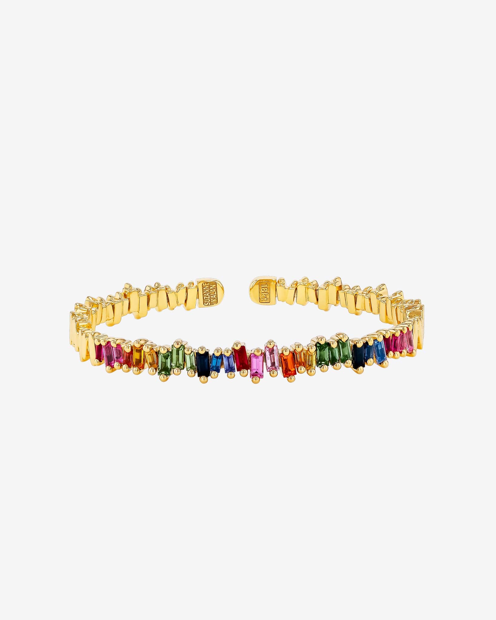 Suzanne Kalan Bold Reborn Rainbow Sapphire Bangle in 18k yellow gold