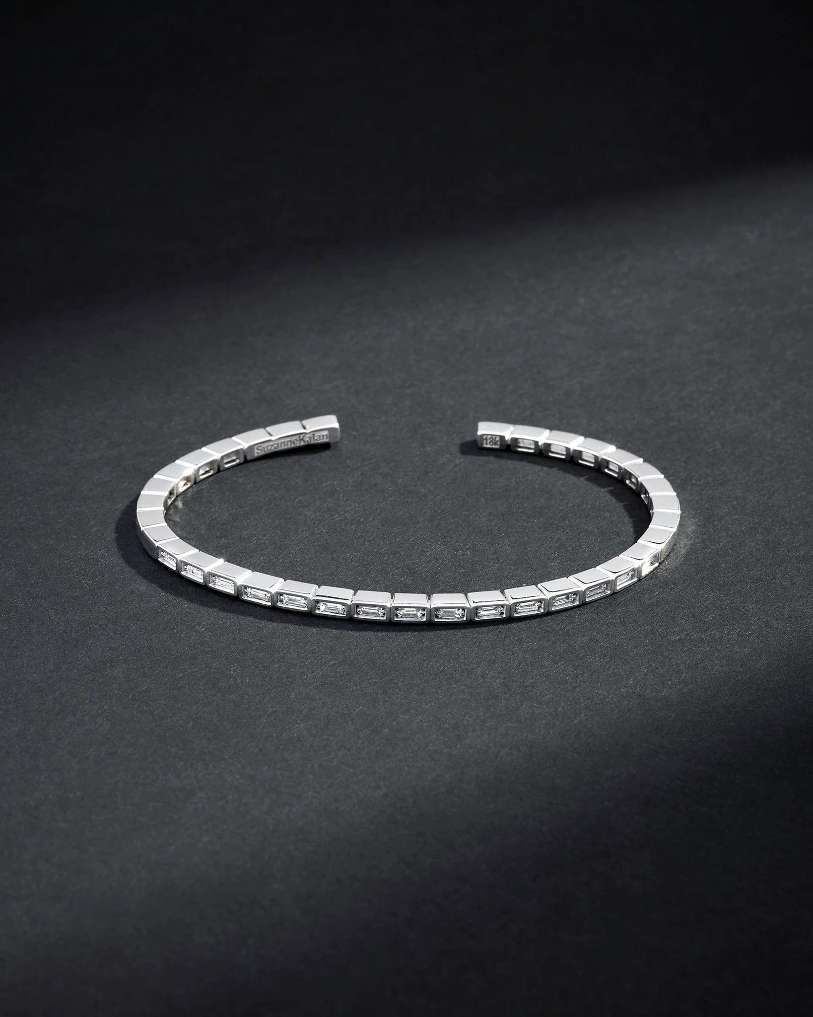 Suzanne Kalan Men's Inlay Small Horizontal Diamond Bangle in 18k white gold