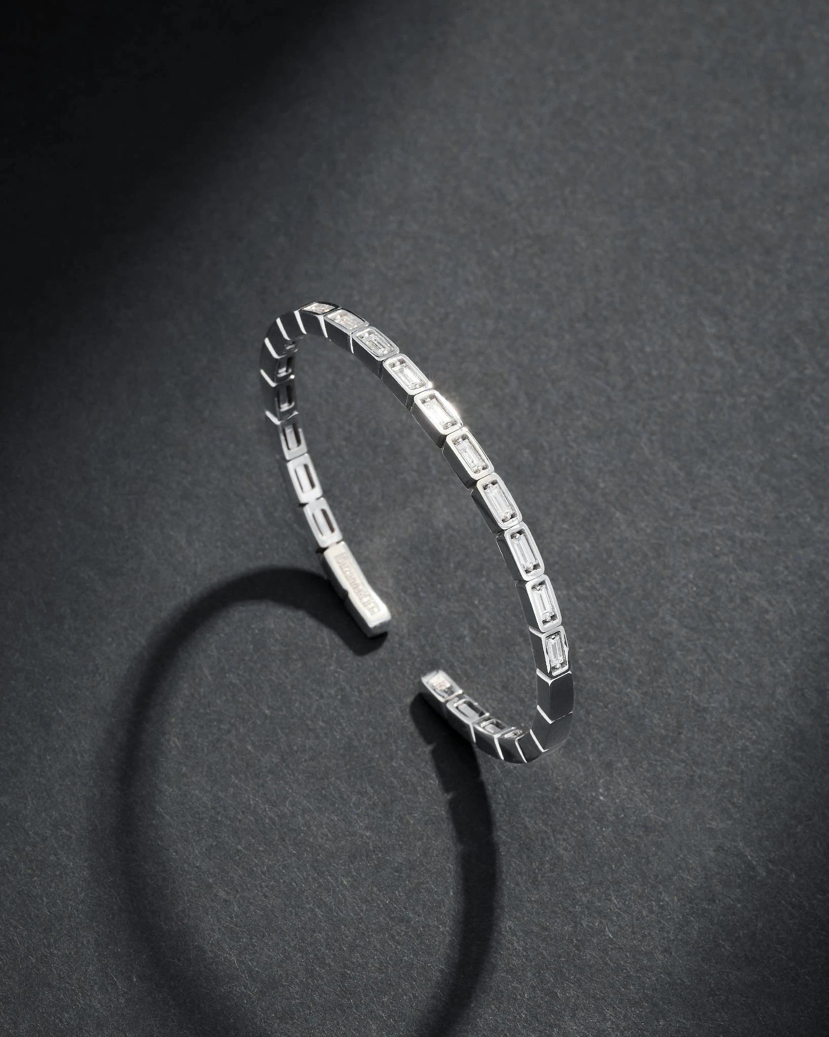 Suzanne Kalan Men's Inlay Large Horizontal Diamond Bangle in 18k white gold