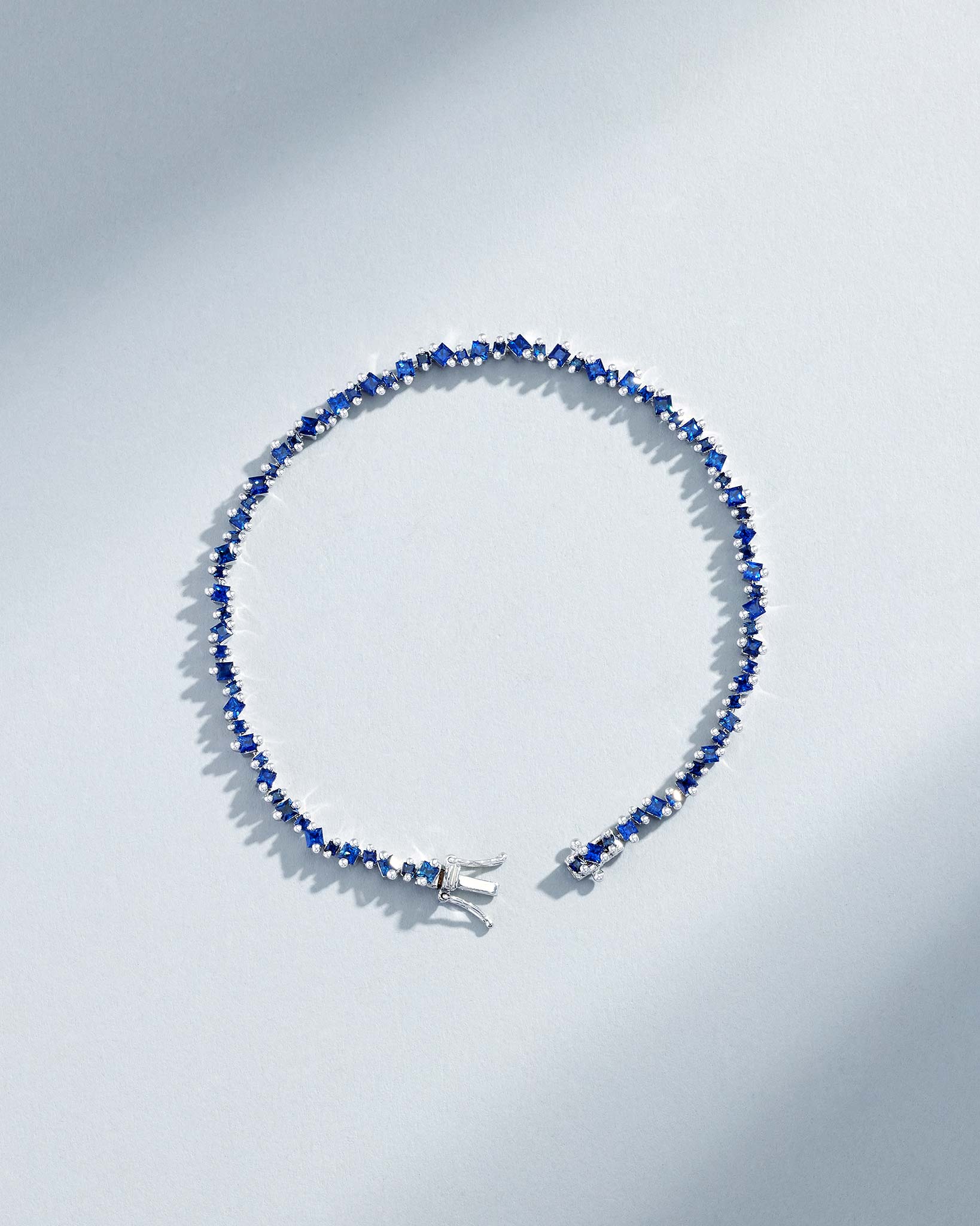 Suzanne Kalan La Fantaisie Cosmic Dark Blue Sapphire Tennis Bracelet in 18k white gold