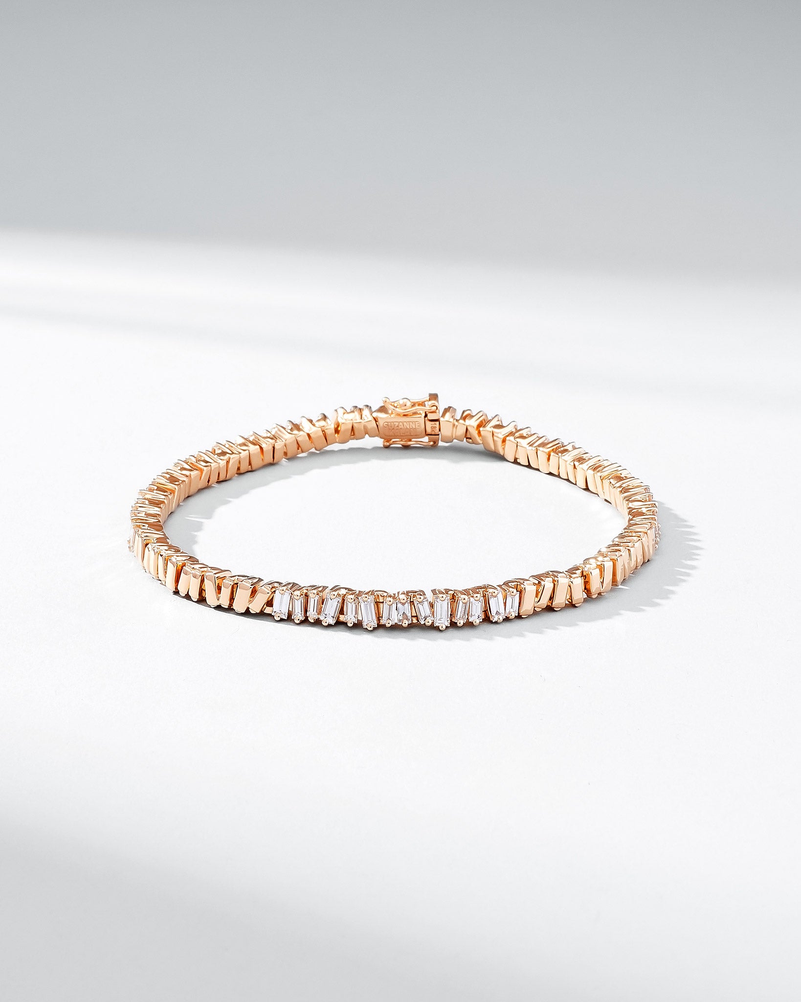 Suzanne Kalan Classic Diamond 50/50 Tennis Bracelet in 18k rose gold