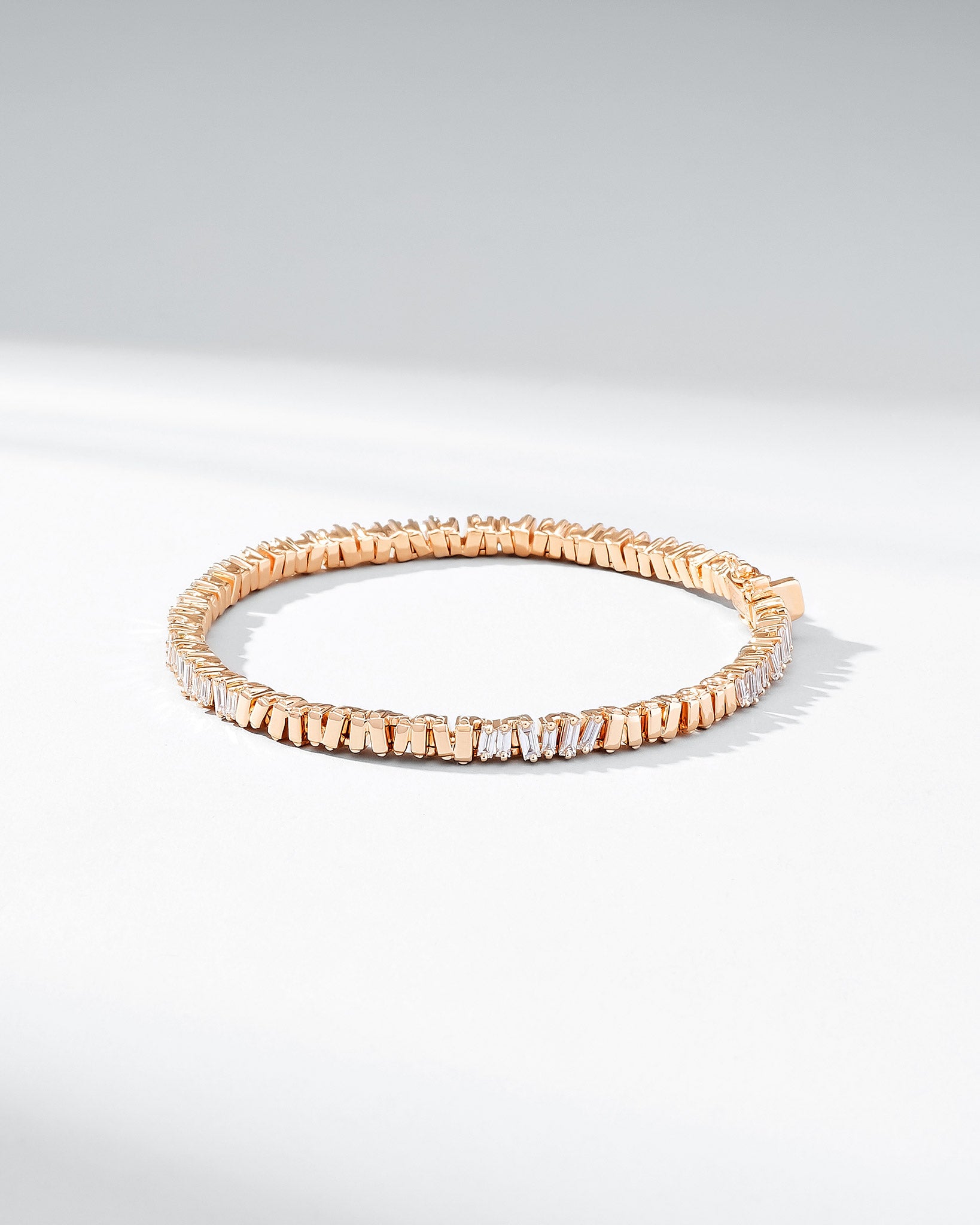 Suzanne Kalan Classic Diamond 50/50 Tennis Bracelet in 18k rose gold