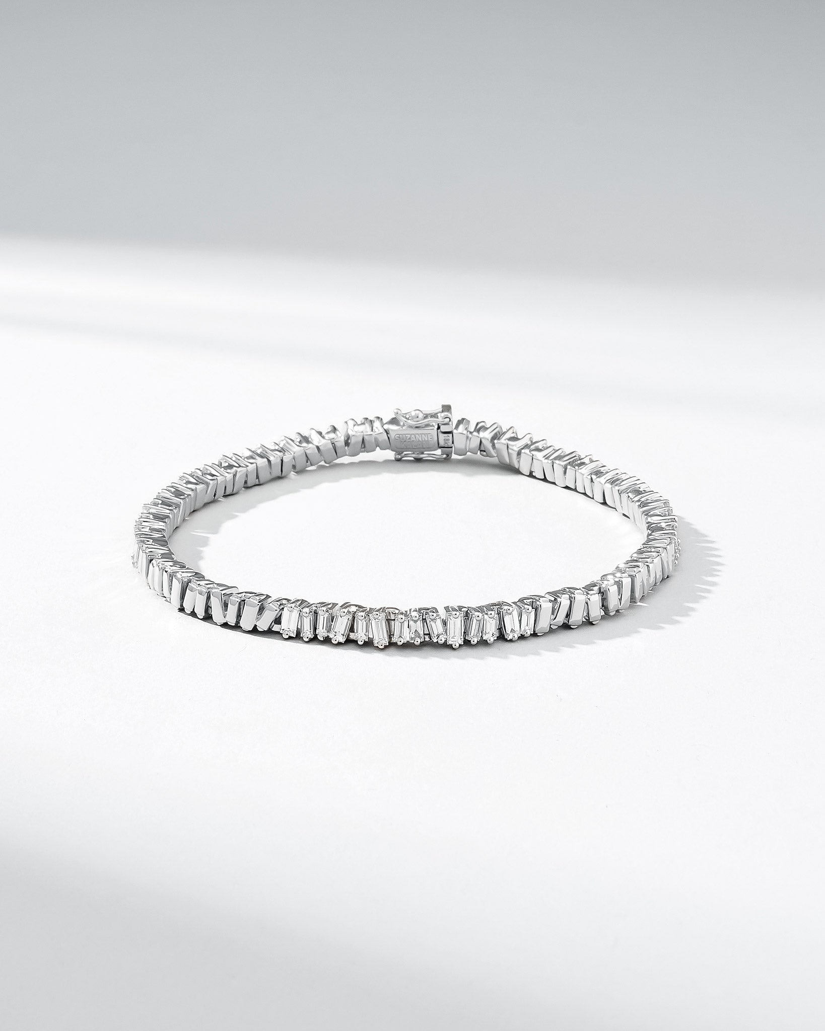 Suzanne Kalan Classic Diamond 50/50 Tennis Bracelet in 18k white gold