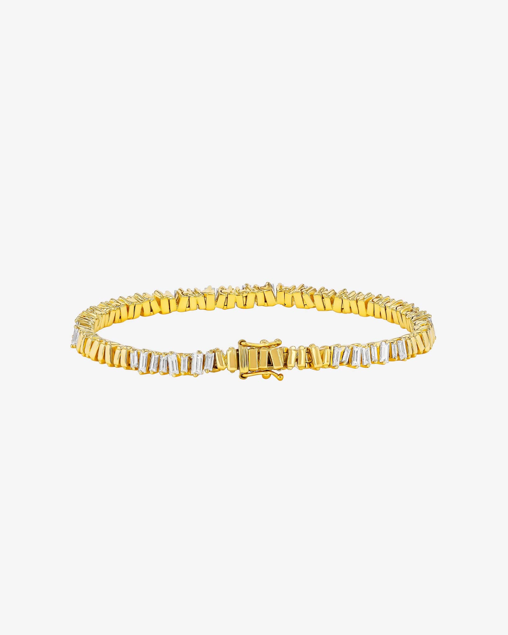 Suzanne Kalan Classic Diamond 50/50 Tennis Bracelet in 18k yellow gold