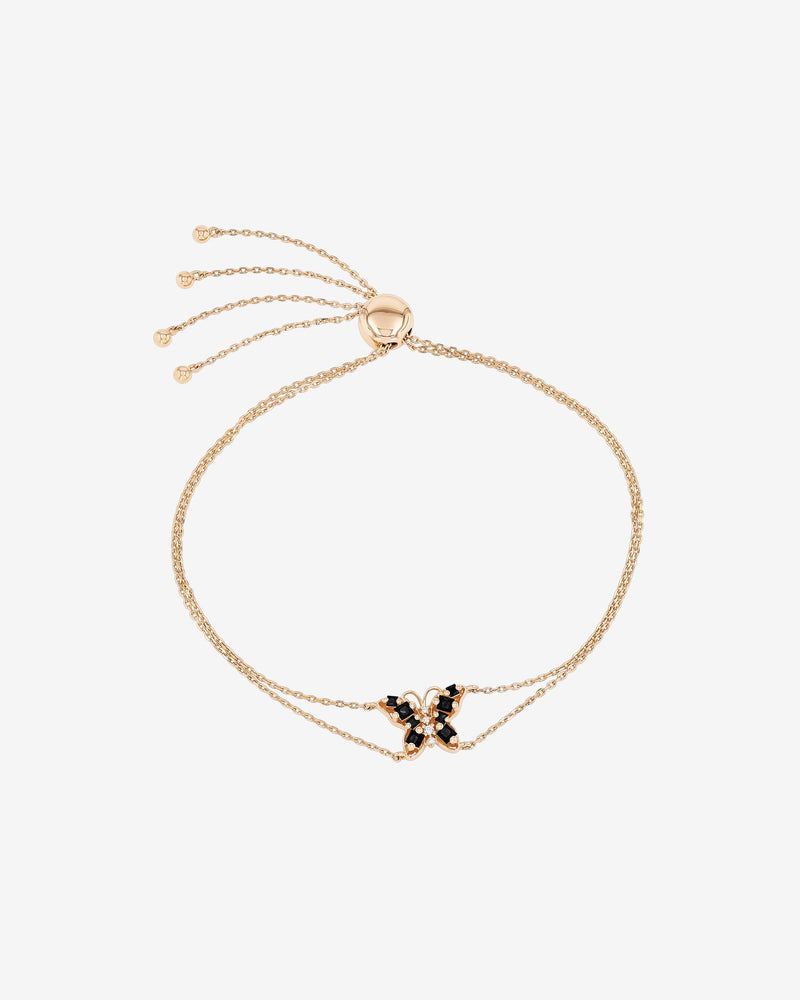 Suzanne Kalan Princess Black Sapphire Mini Butterfly Pulley Bracelet in 18k rose gold
