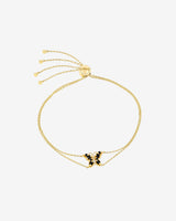 Suzanne Kalan Princess Black Sapphire Mini Butterfly Pulley Bracelet in 18k yellow gold