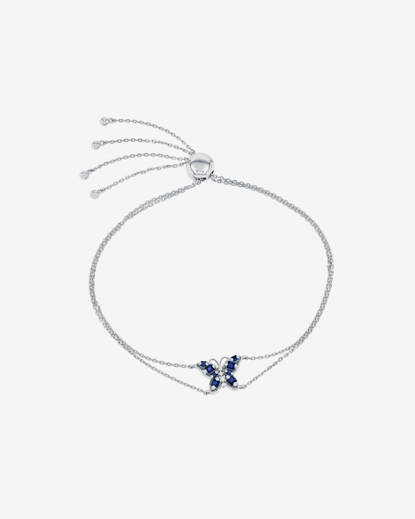 Suzanne Kalan Princess Dark Blue Sapphire Mini Butterfly Pulley Bracelet in 18k white gold