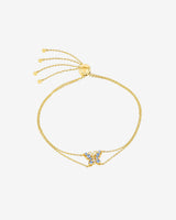 Suzanne Kalan Princess Light Blue Sapphire Mini Butterfly Pulley Bracelet in 18k yellow gold