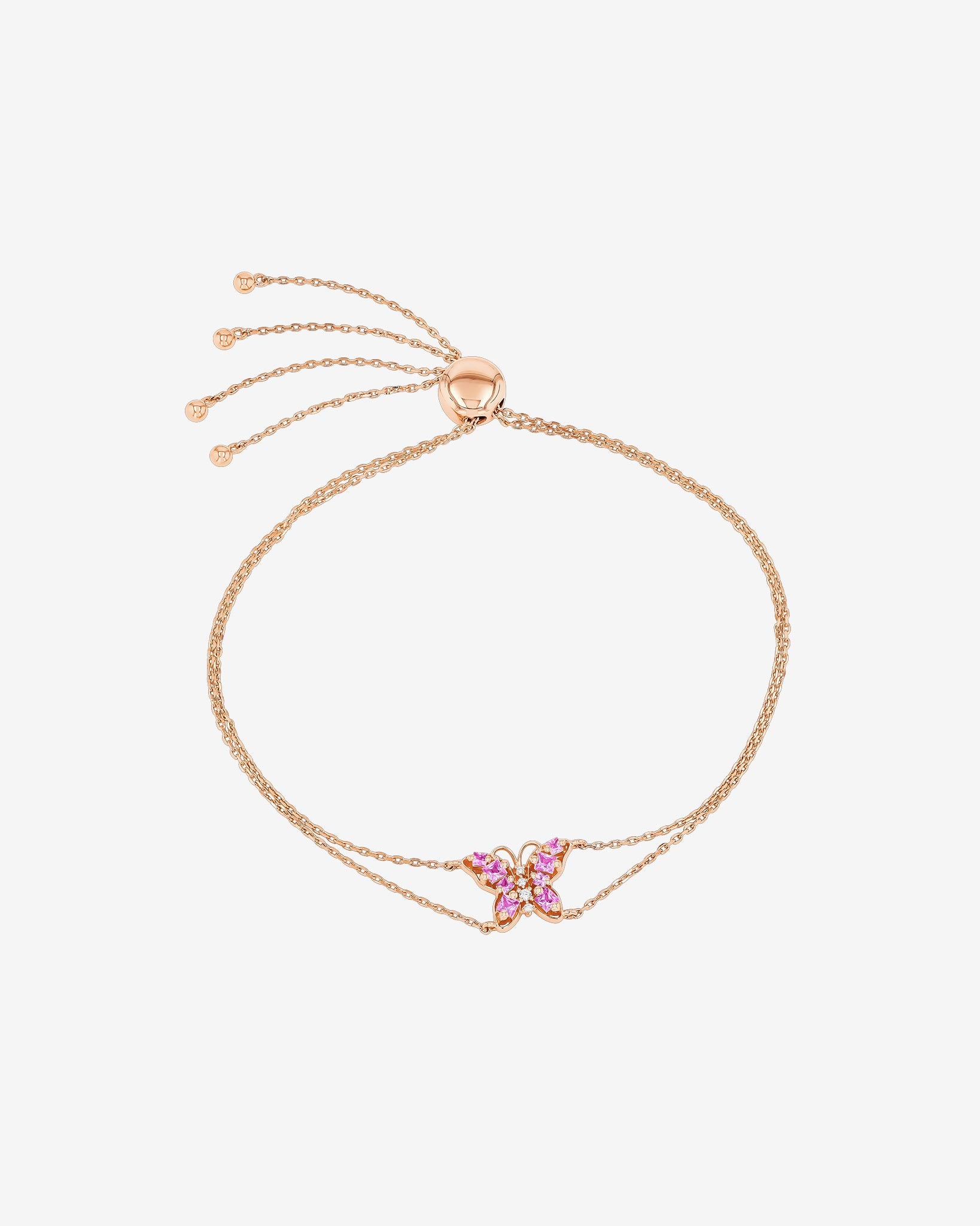 Suzanne Kalan Princess Pink Sapphire Mini Butterfly Pulley Bracelet in 18k rose gold