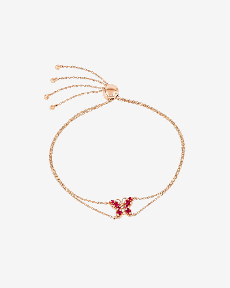 Suzanne Kalan Princess Ruby Mini Butterfly Pulley Bracelet in 18k rose gold