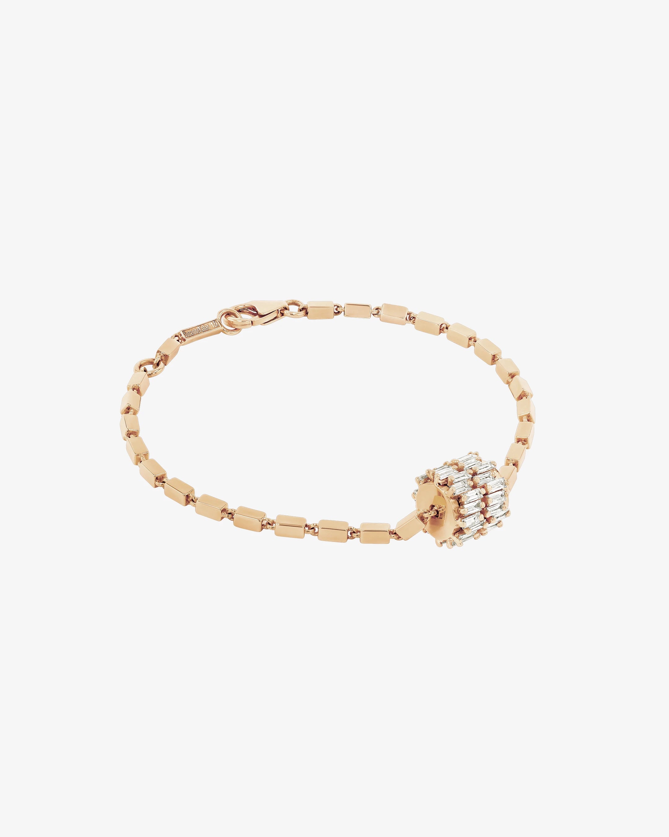 Suzanne Kalan Infinite Double Row Diamond Medium Block-Chain Bracelet in 18k rose gold
