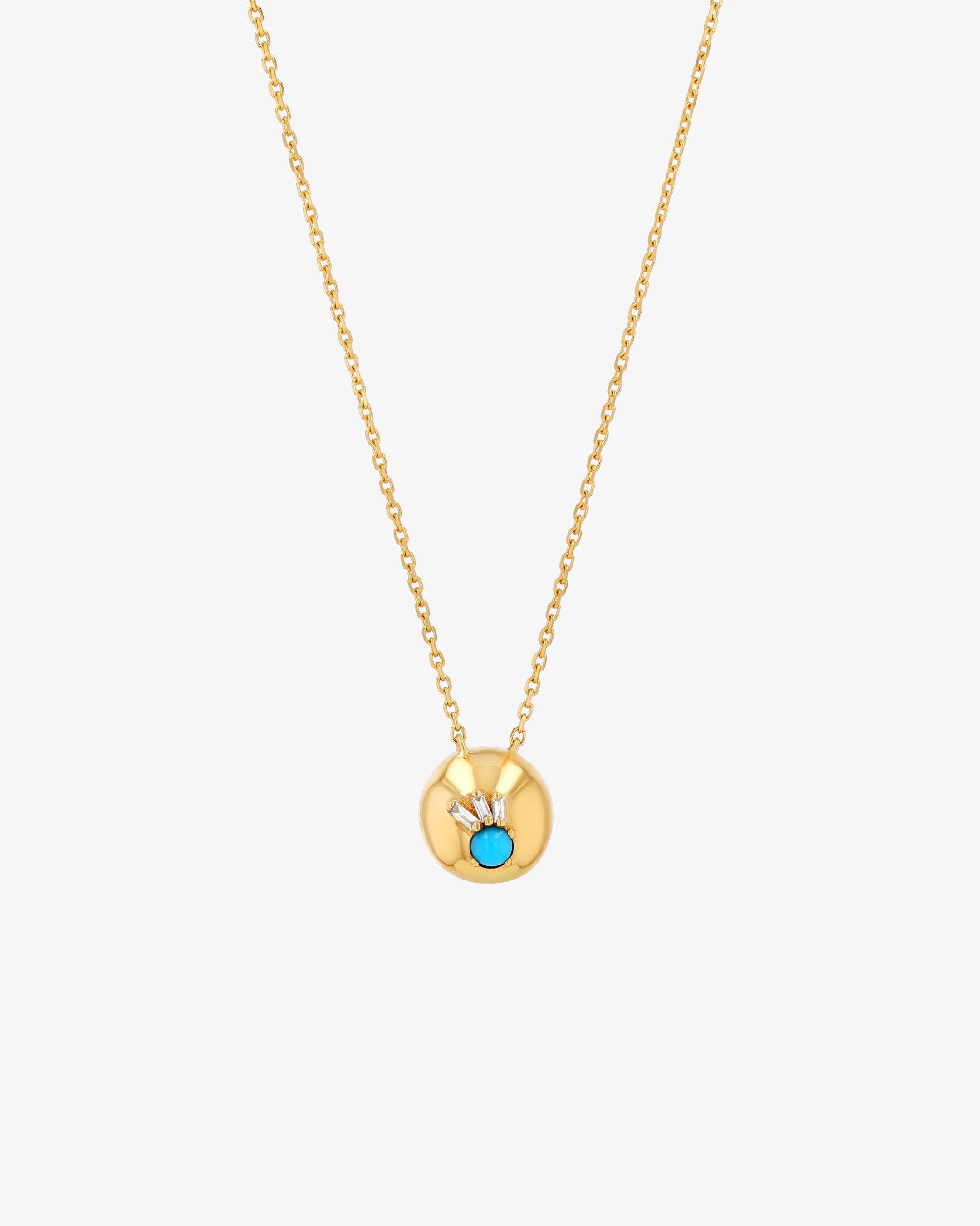 Suzanne Kalan Evil Eye Mini Turquoise Orb Pendant in 18k yellow gold