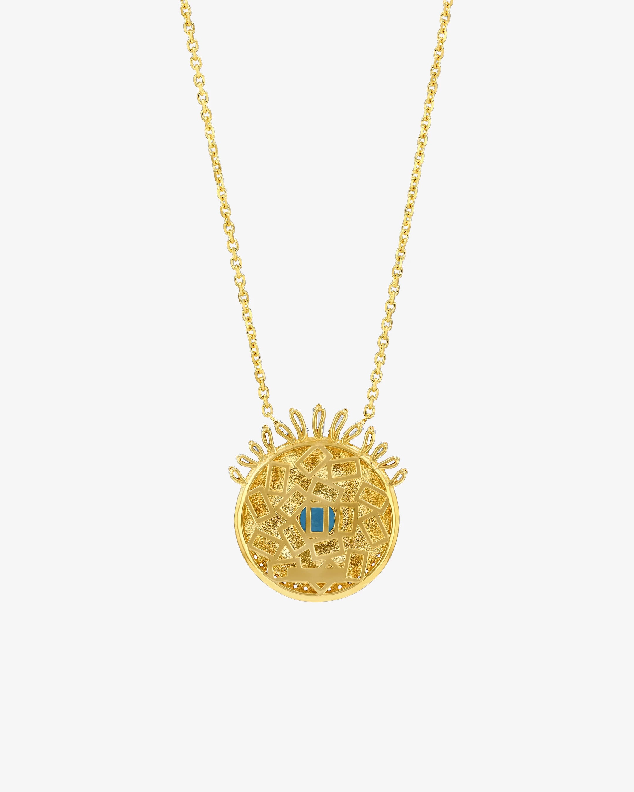 Suzanne Kalan Evil Eye Milli Turquoise Sunrise Pendant in 18k yellow gold