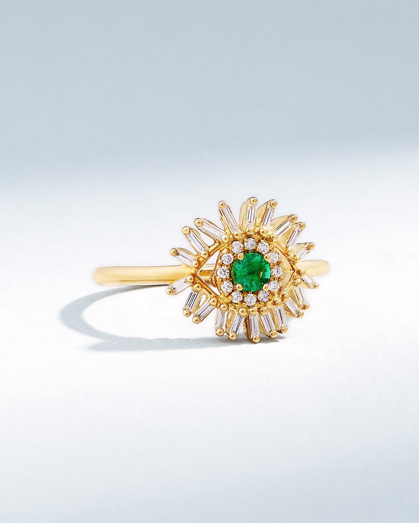 Suzanne Kalan Evil Eye Mini Emerald Ring in 18k yellow gold