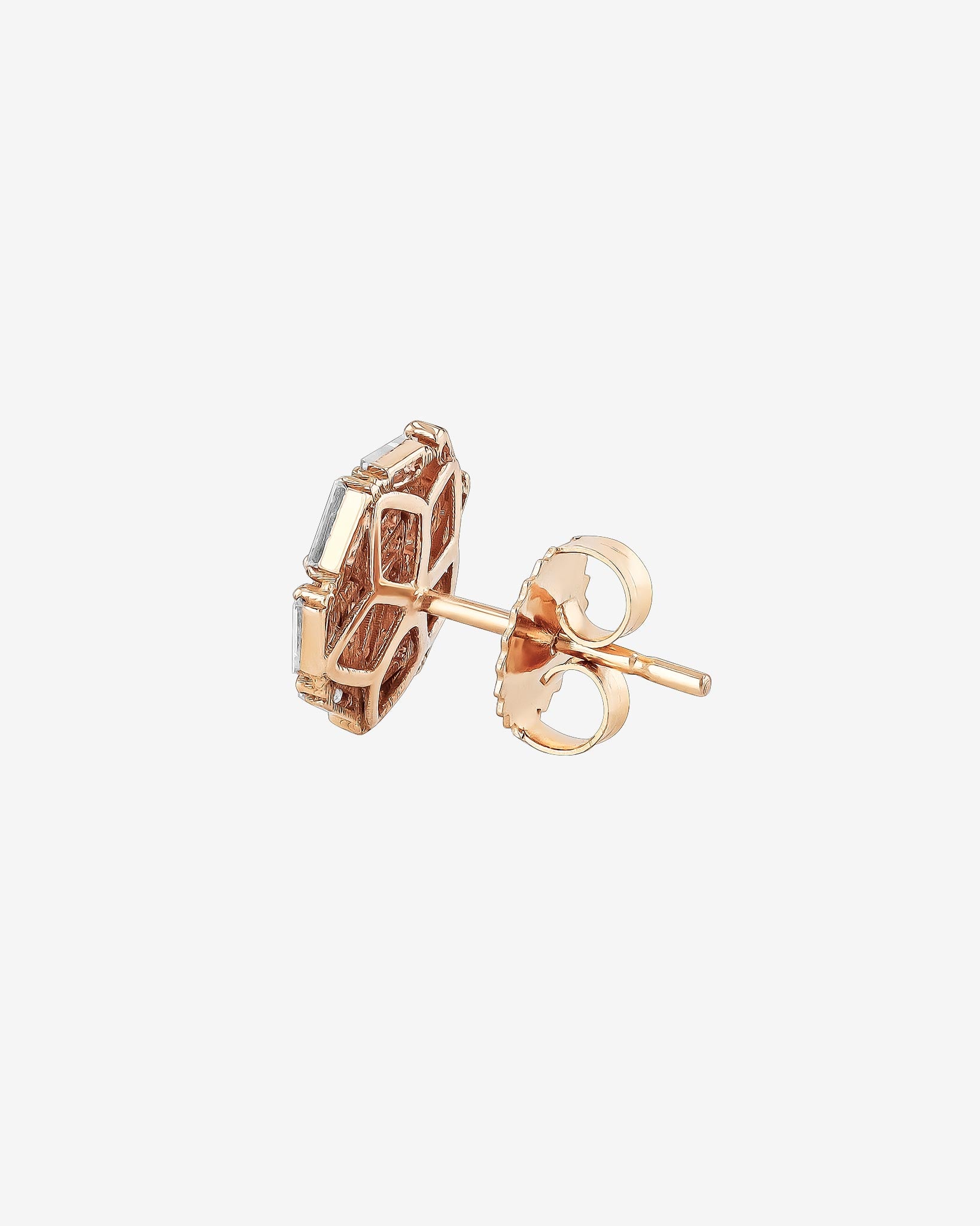 Suzanne Kalan Classic Diamond Round Baguette Studs in 18k rose gold