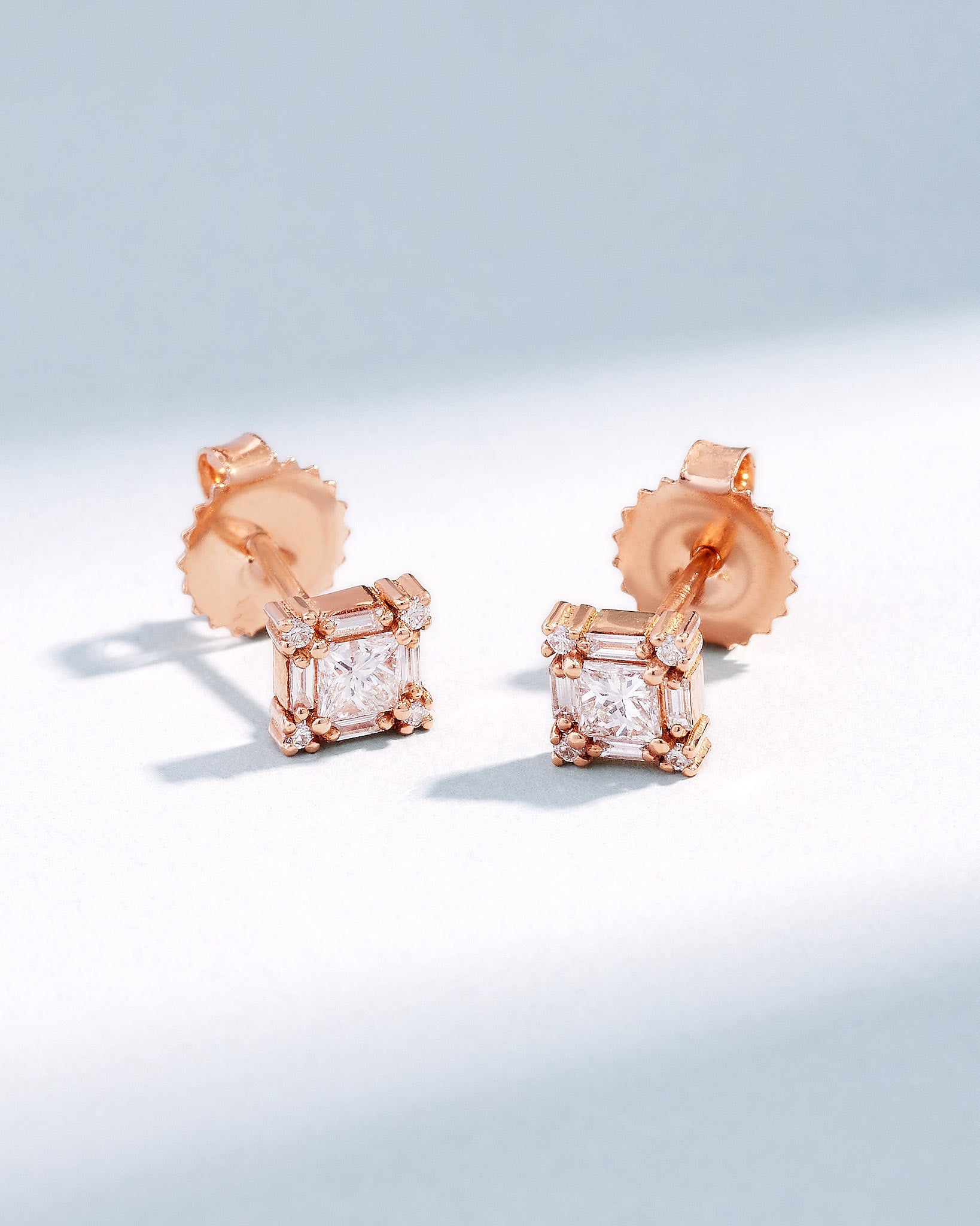 Suzanne Kalan Princess Mini Diamond Studs in 18k rose gold