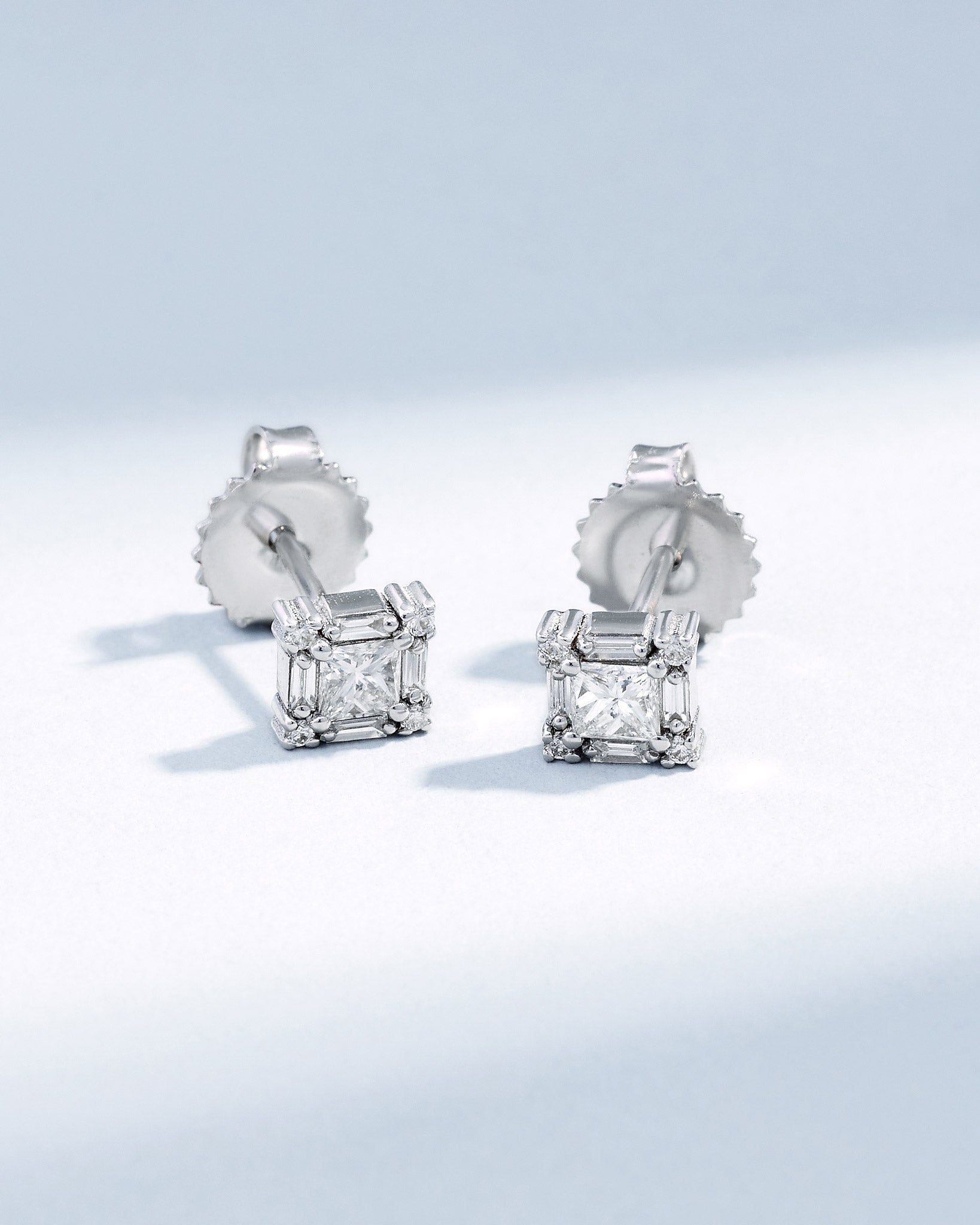 Suzanne Kalan Princess Mini Diamond Studs in 18k white gold