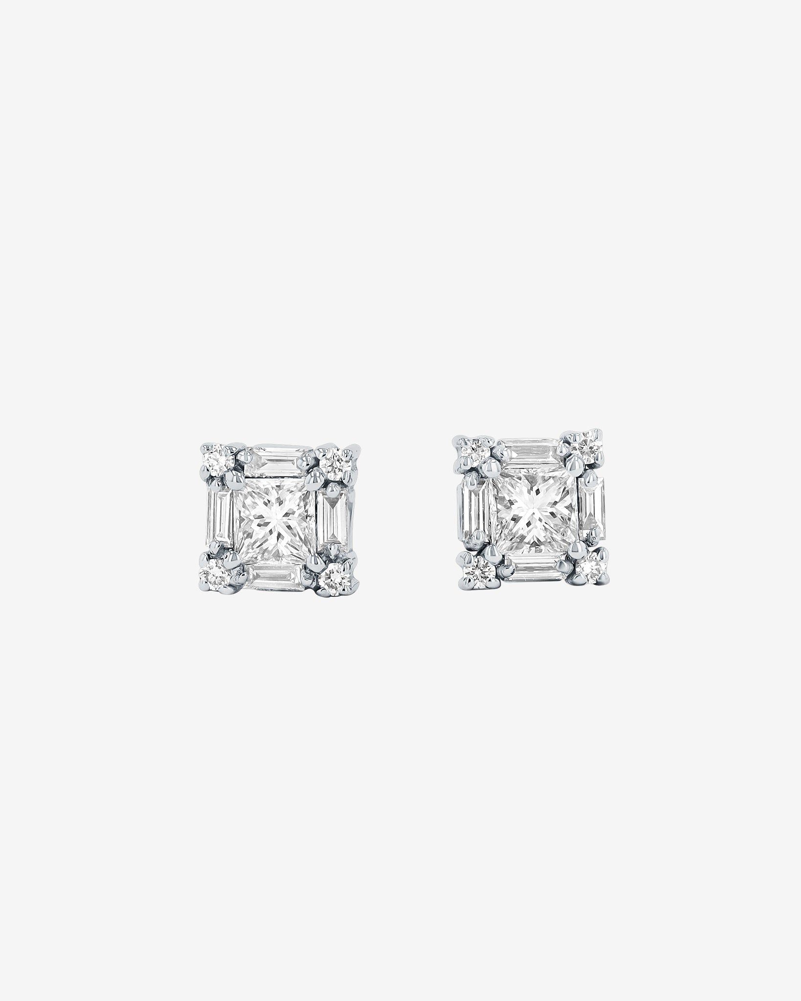 Suzanne Kalan Princess Mini Diamond Studs in 18k white gold
