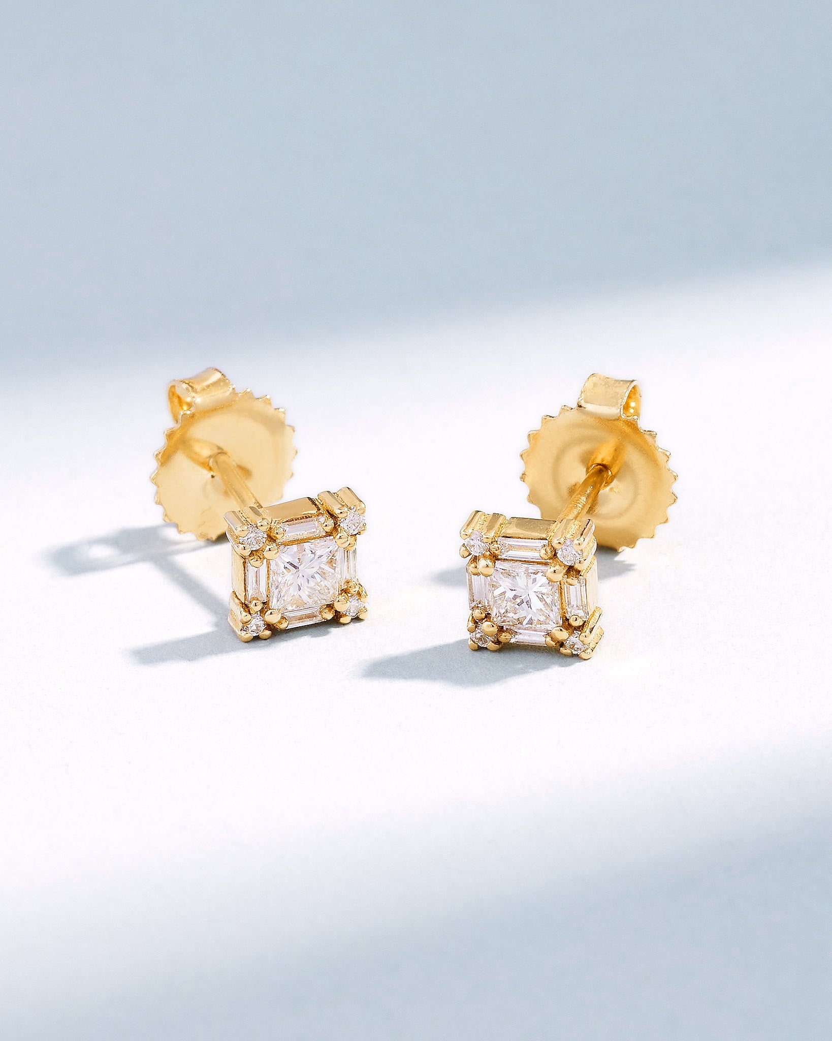 Suzanne Kalan Princess Mini Diamond Studs in 18k yellow gold