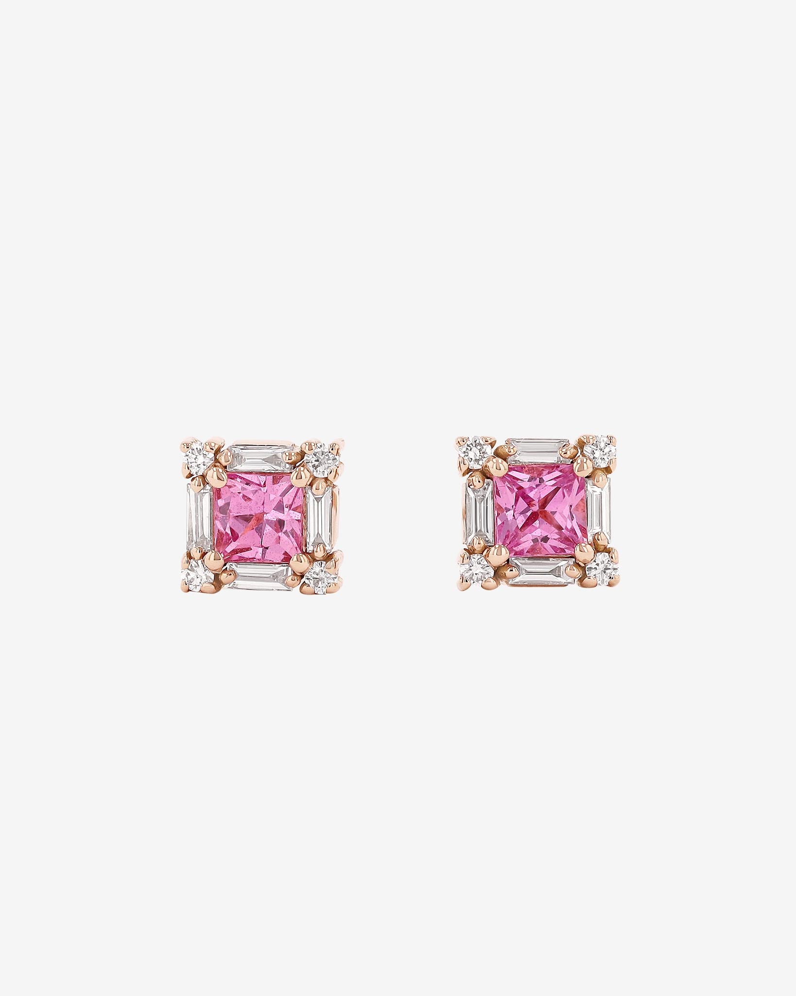 Suzanne Kalan Princess Mini Pink Sapphire Studs in 18k rose gold