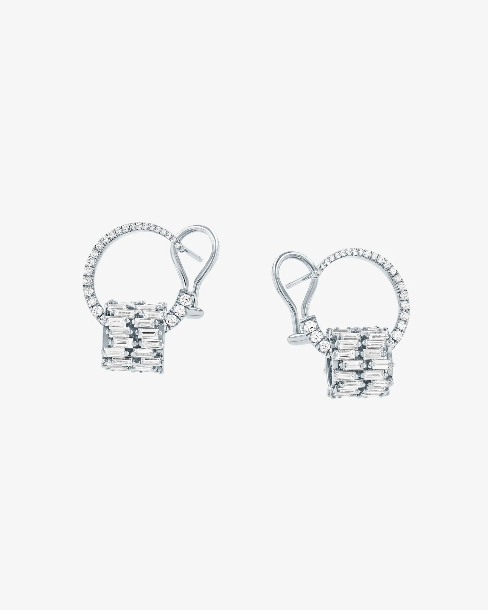 Suzanne Kalan Infinite Double Row Diamond Rondelle Sideways Hoops in 18k white gold