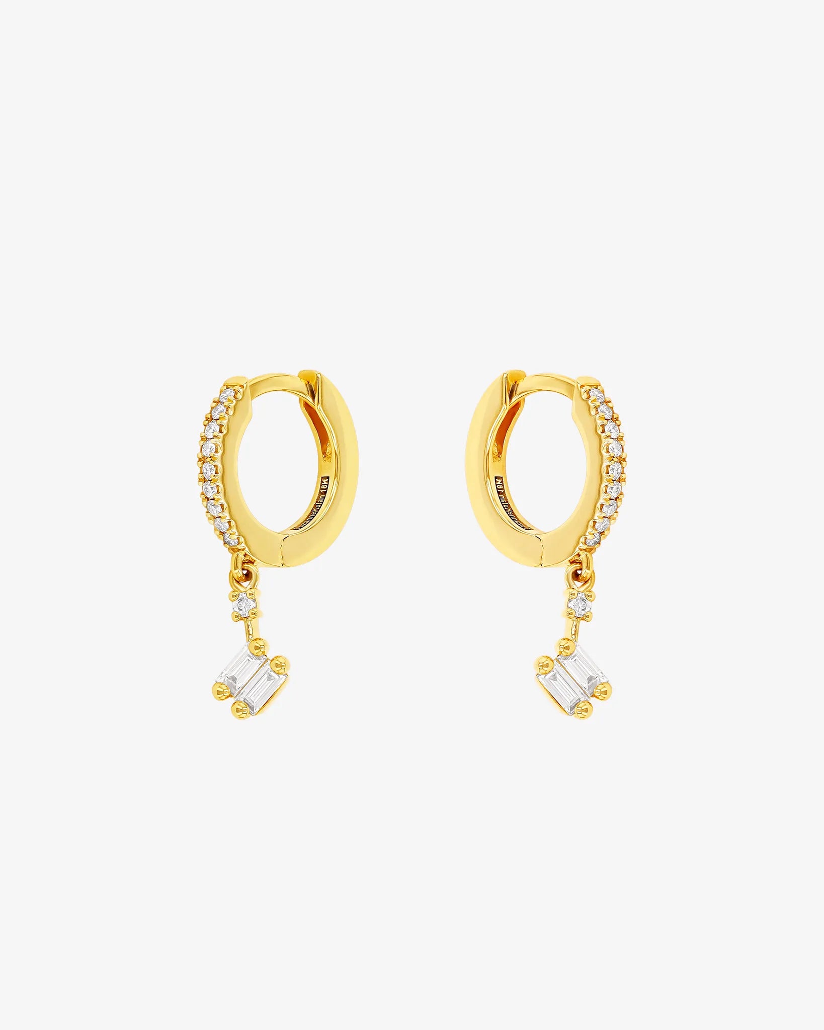 Suzanne Kalan Bold Diamond Huggie Drops in 18k yellow gold