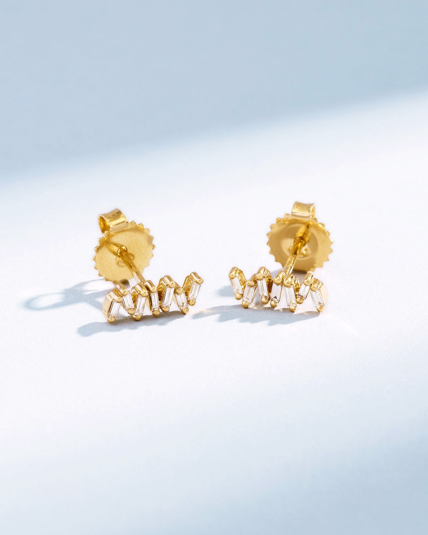 Suzanne Kalan Classic Diamond Bar Studs in 18k yellow gold