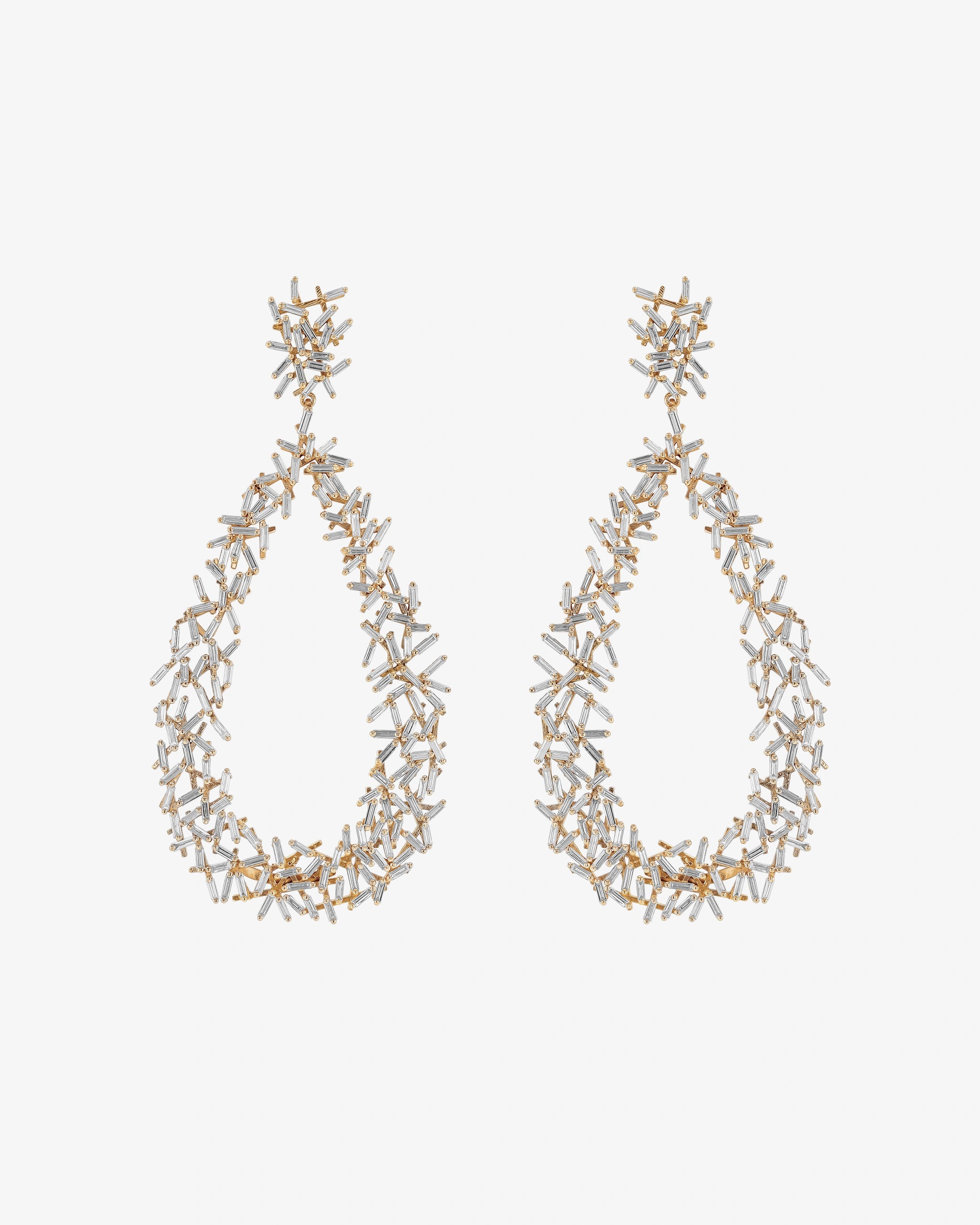 Suzanne Kalan Classic Diamond Criss Cross Drop Earrings in 18k rose gold