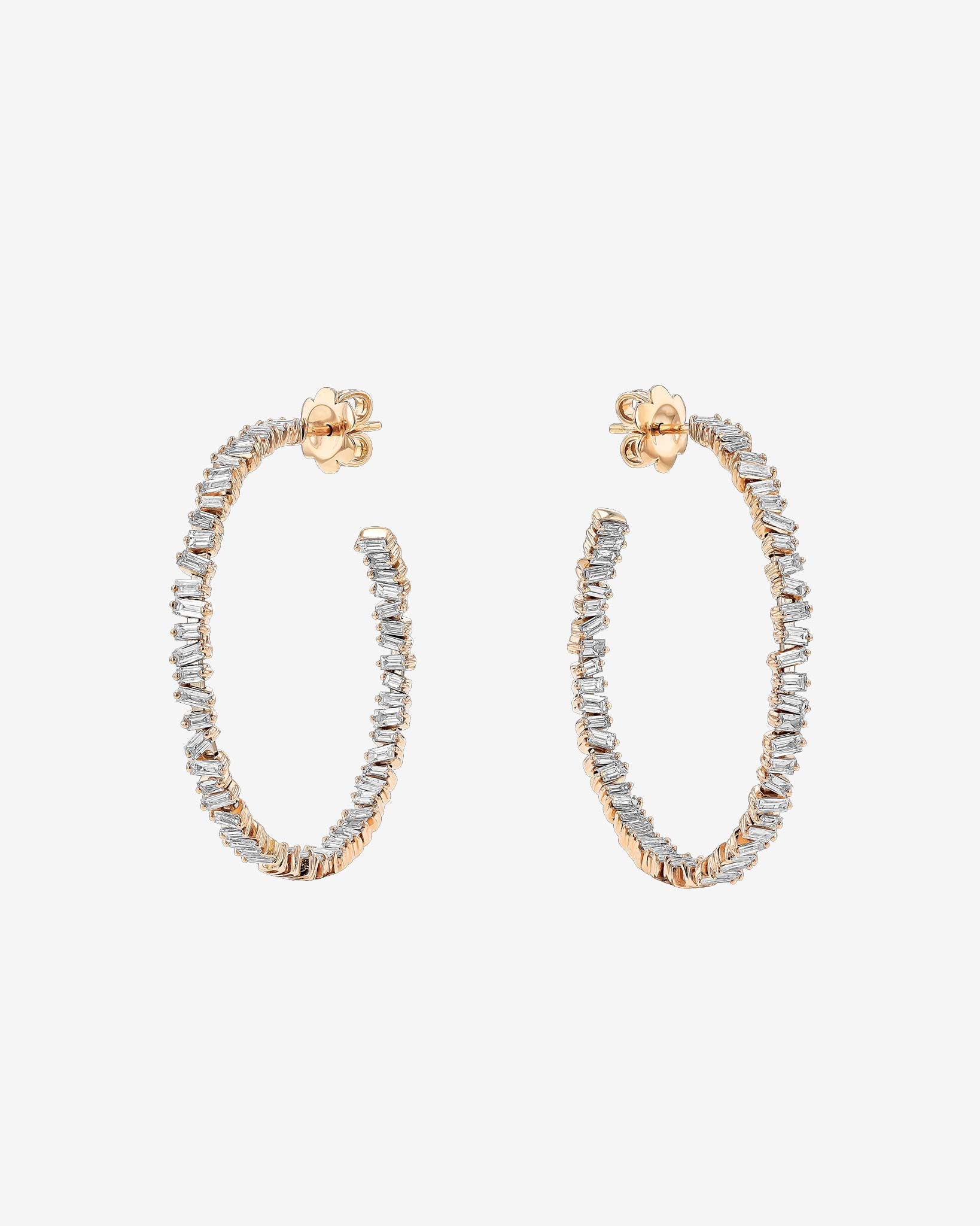 Suzanne Kalan Classic Diamond Midi Hoops in 18k rose gold