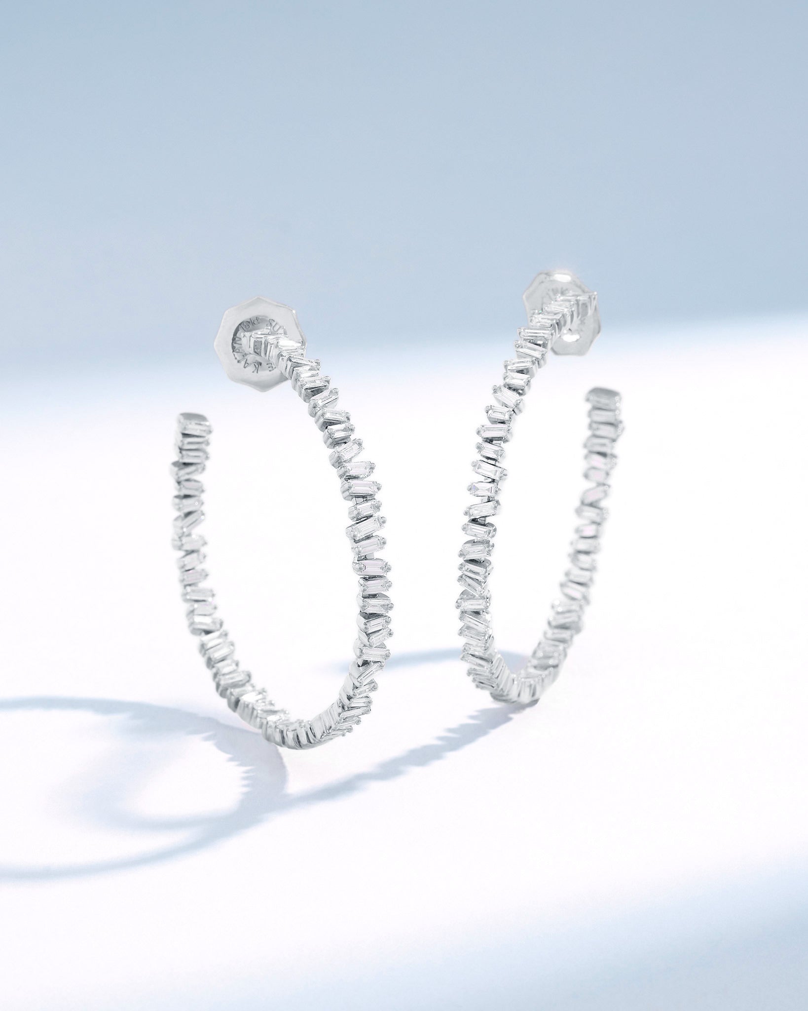 Suzanne Kalan Classic Diamond Midi Hoops in 18k white gold