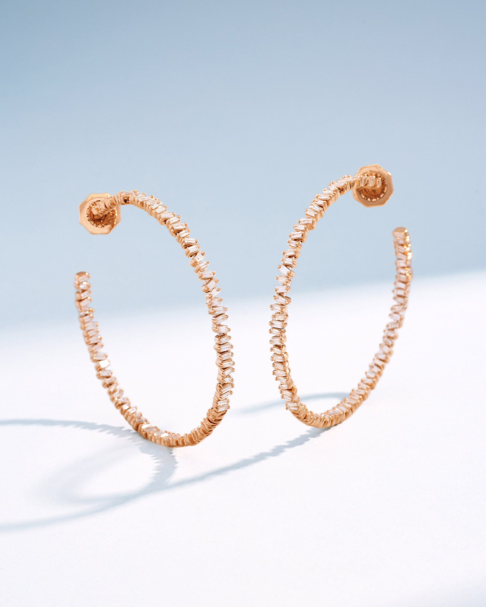 Suzanne Kalan Classic Diamond Milli Hoops in 18k rose gold