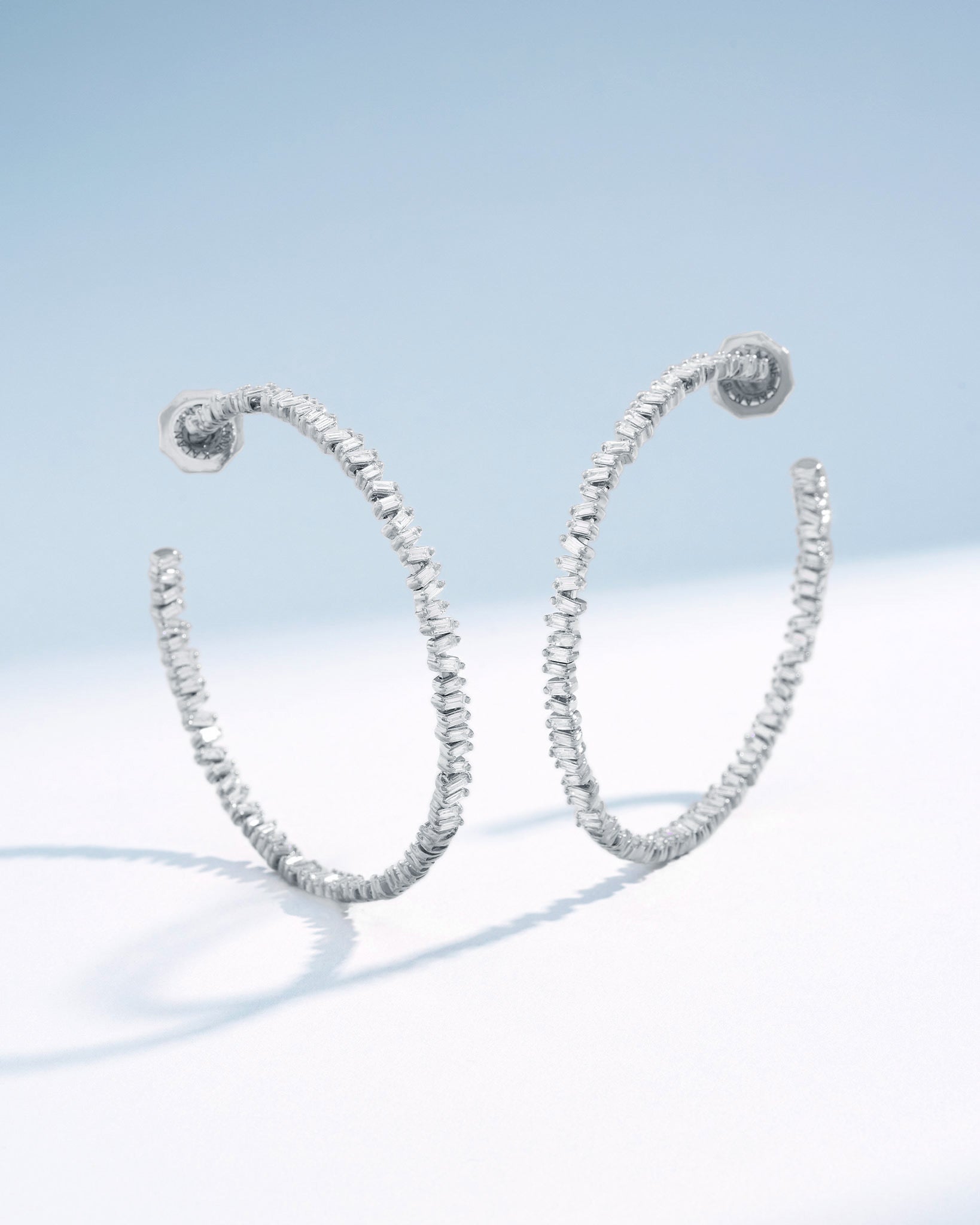 Suzanne Kalan Classic Diamond Milli Hoops in 18k white gold