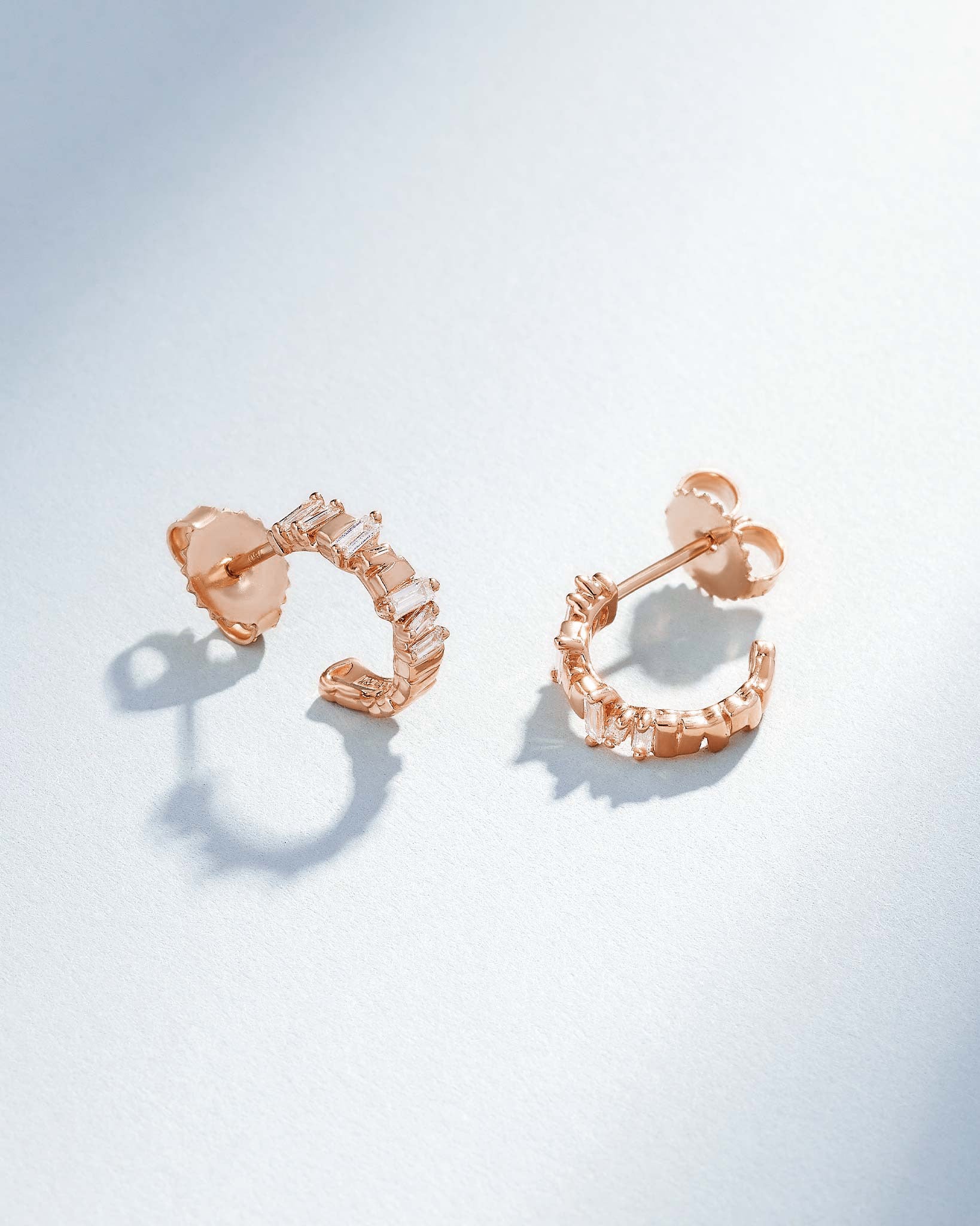 Suzanne Kalan Classic Diamond & Gold Mini Hoops in 18k rose gold