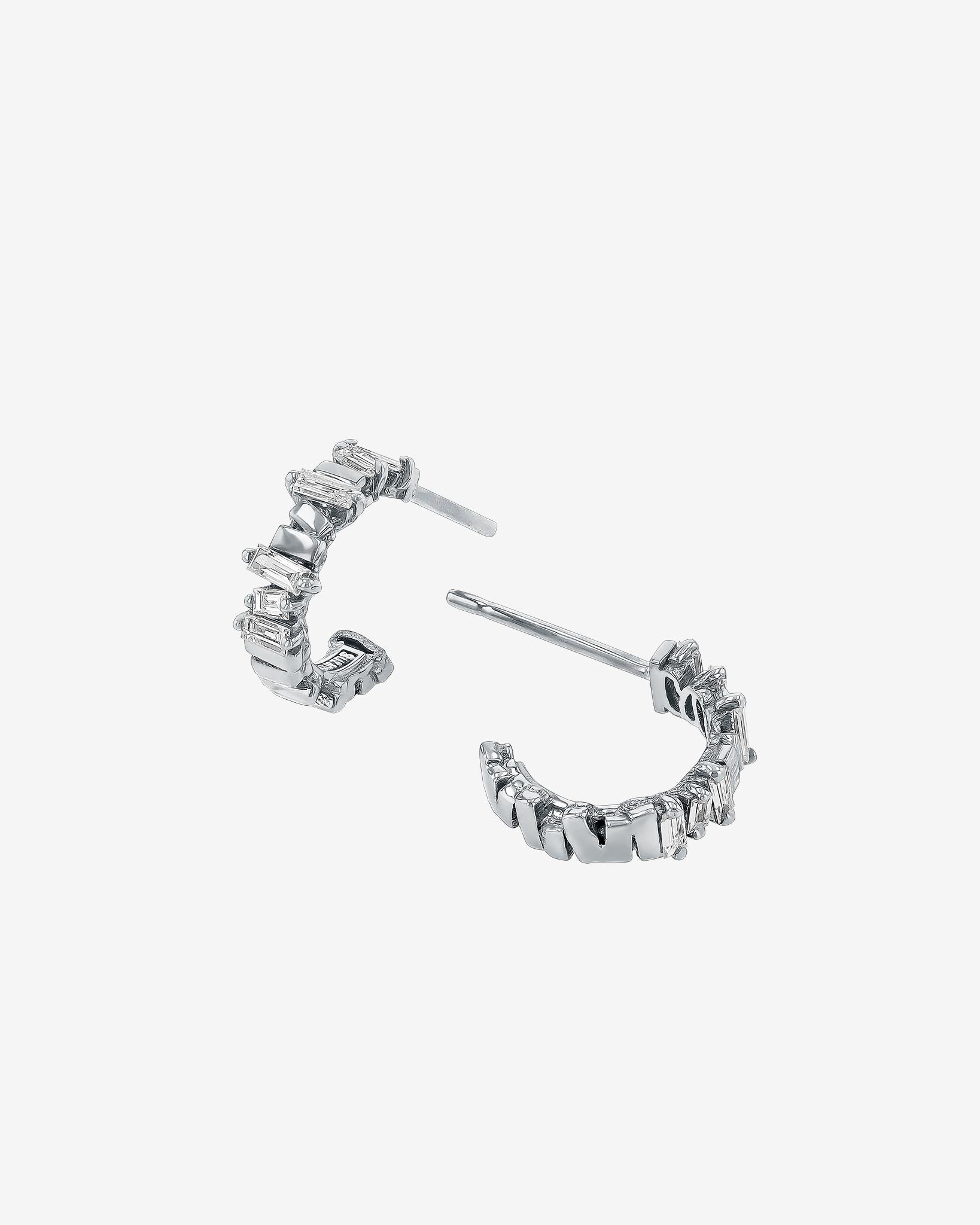 Suzanne Kalan Classic Diamond & Gold Mini Hoops in 18k white gold