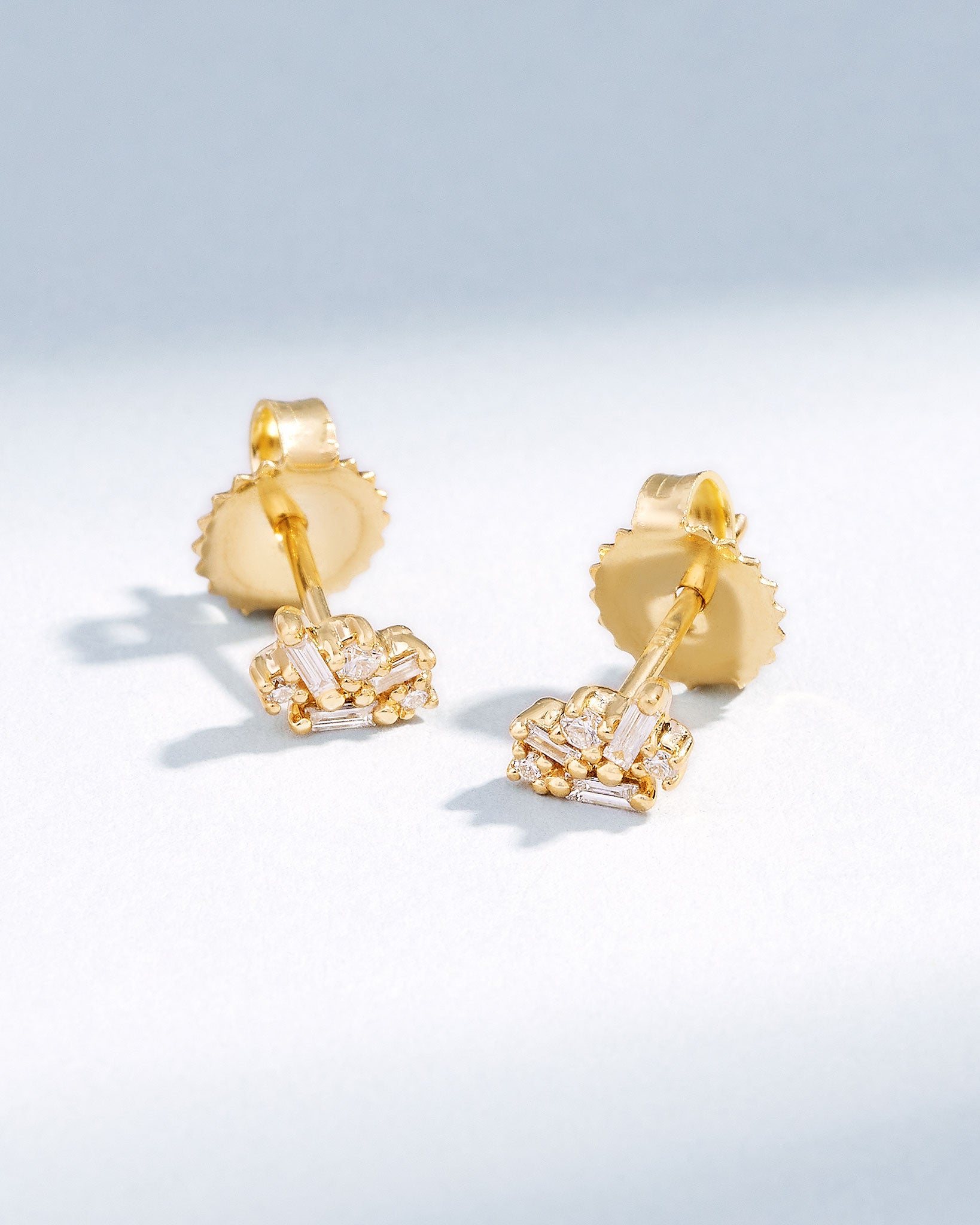 Suzanne Kalan Classic Diamond Felicity Stud Earrings in 18k yellow gold
