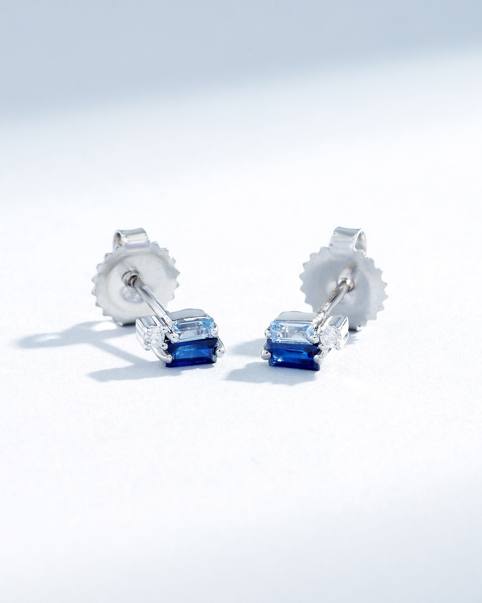 Suzanne Kalan Blue Sapphire Mini Stud Earrings in 18k white gold