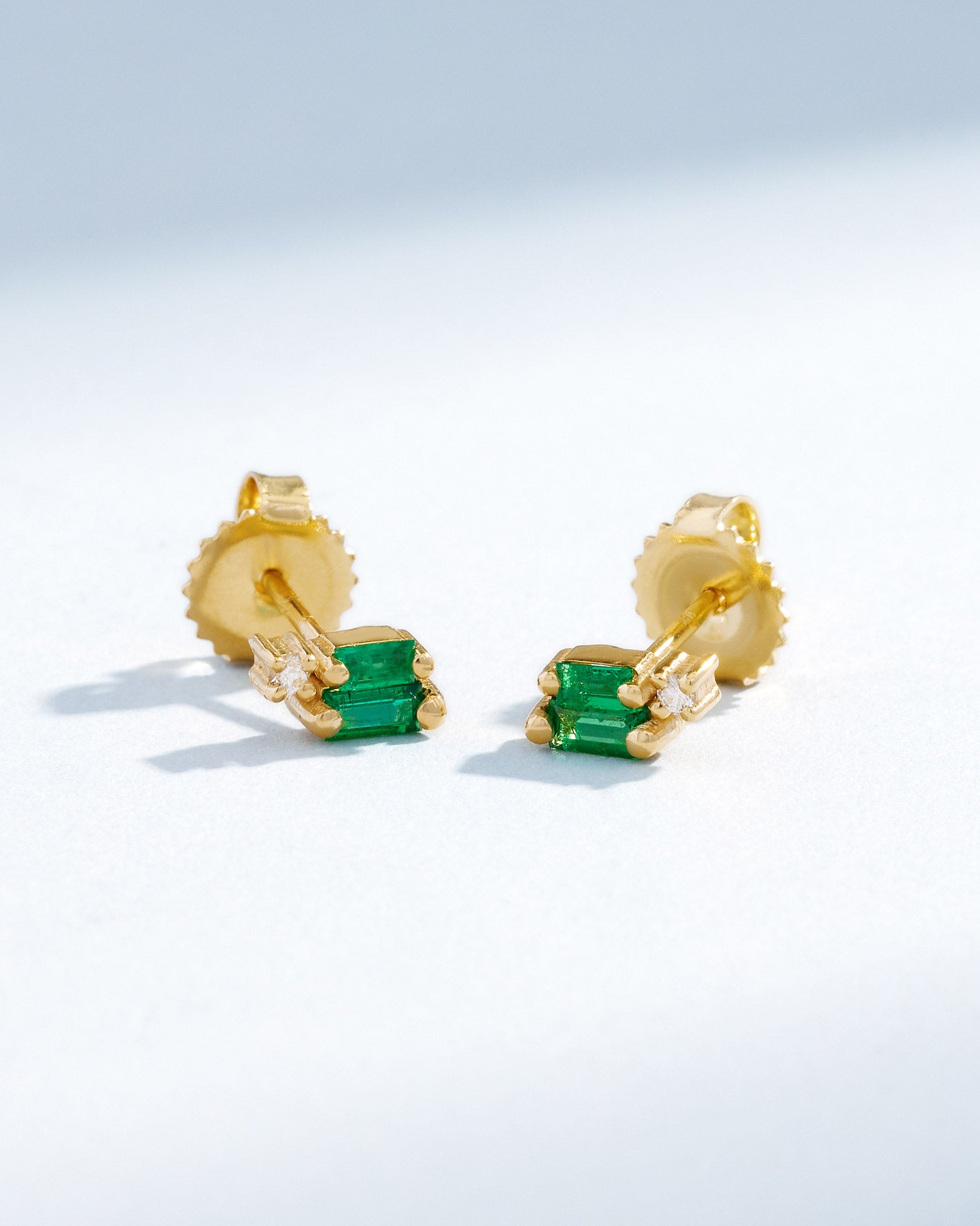 Suzanne Kalan Bold Burst Emerald Studs in 18k yellow gold