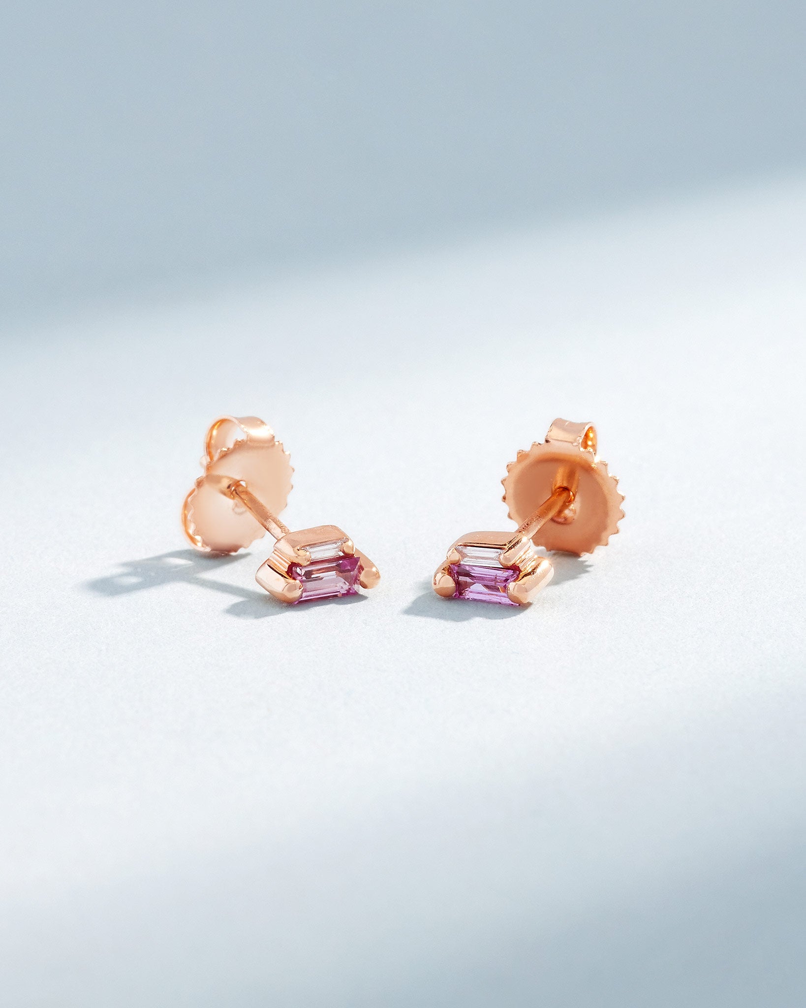 Suzanne Kalan Bold Pink Sapphire Mini Studs in 18k rose gold