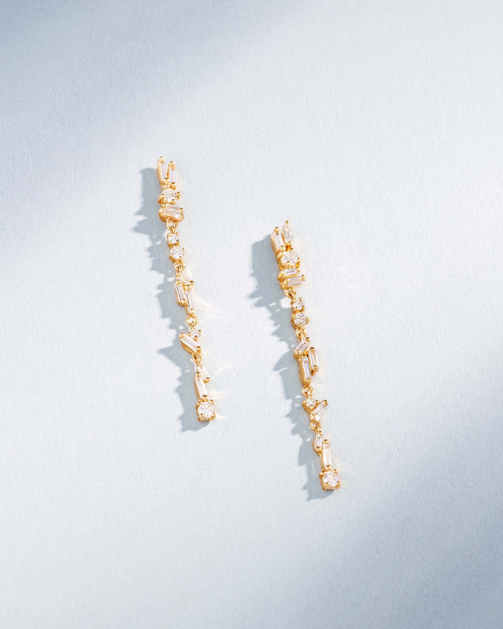 Suzanne Kalan Classic Diamond Sparkler Drop Earrings in 18k yellow gold