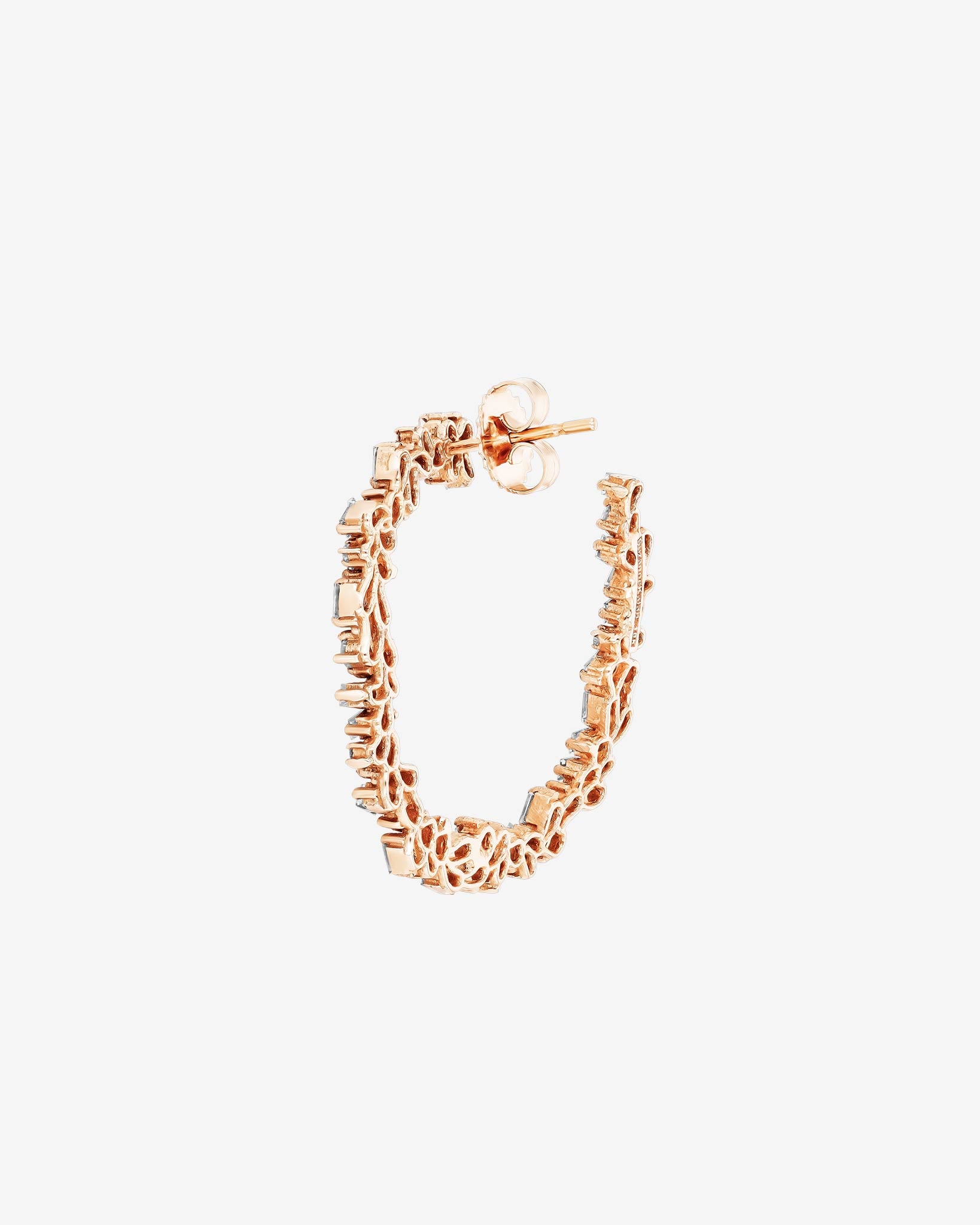 Suzanne Kalan Classic Diamond Sideways Cluster Midi Hoops in 18k rose gold